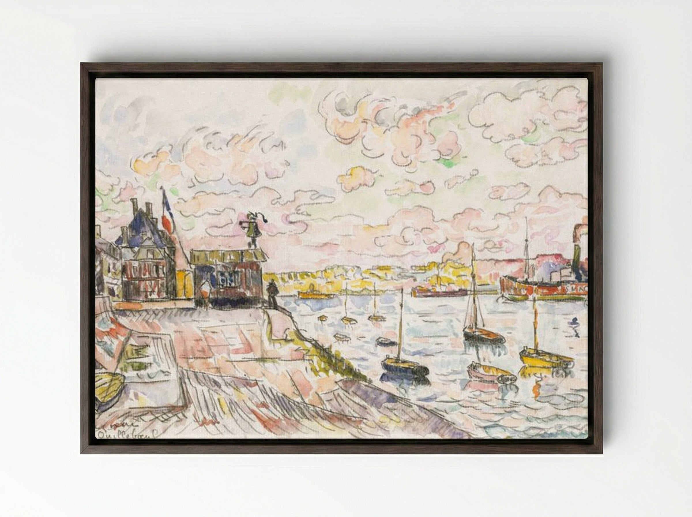 Quilleboeuf - Paul Signac - Framed Canvas Dark Wood