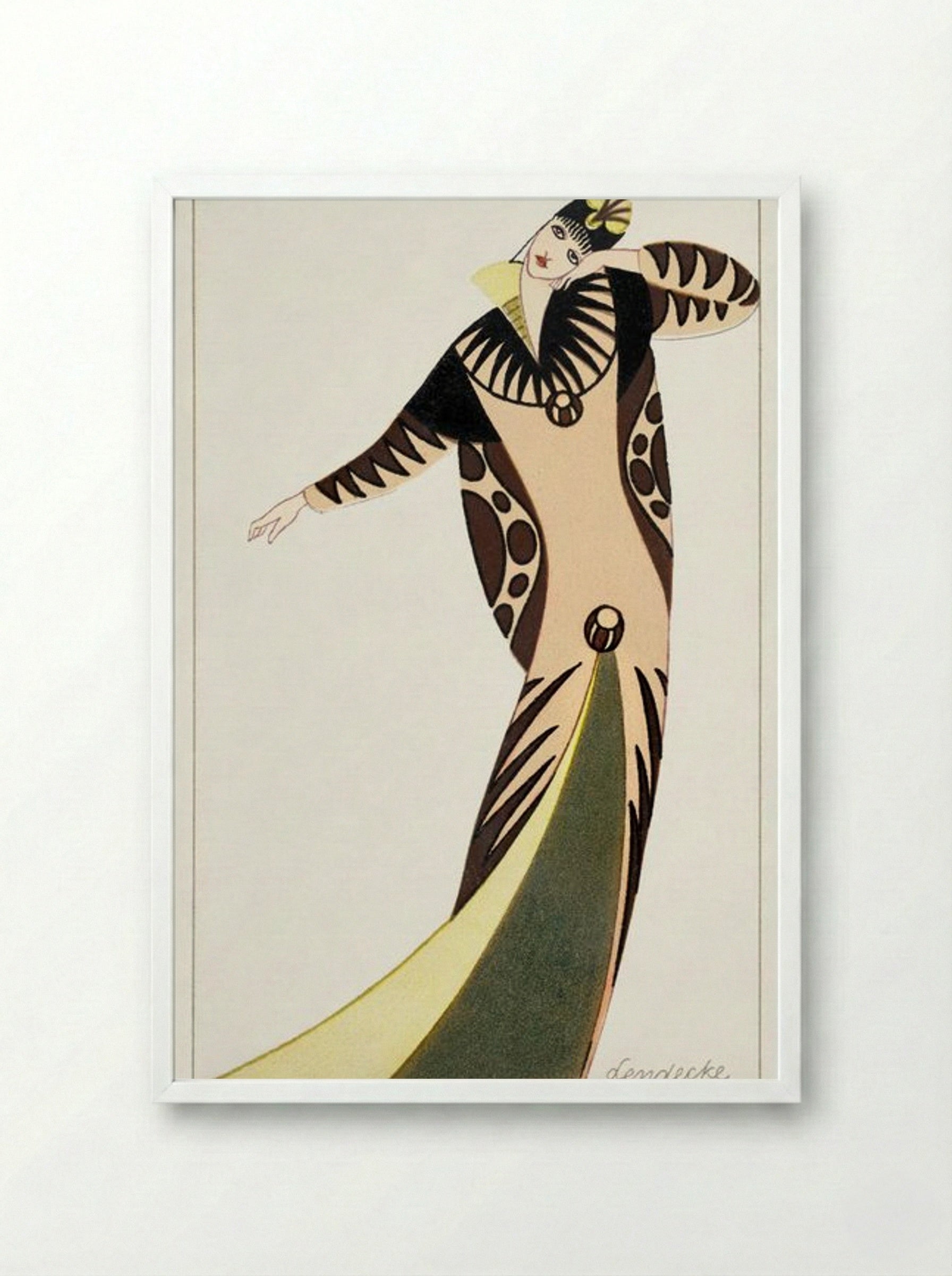 Woman in a Long Tubular Dress - Otto Friedrich Carl Lendecke - Framed Print White