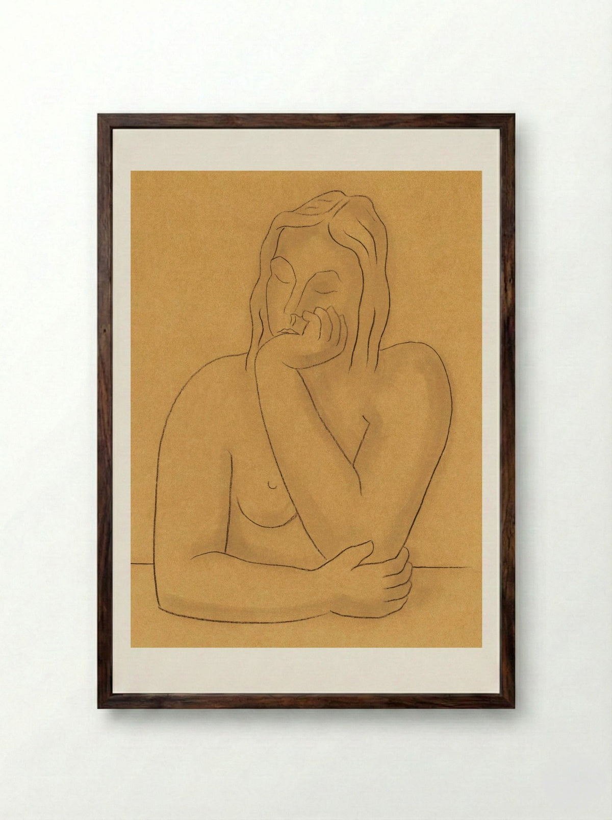 Seated Woman - Mikuláš Galanda - Framed Print Dark Wood