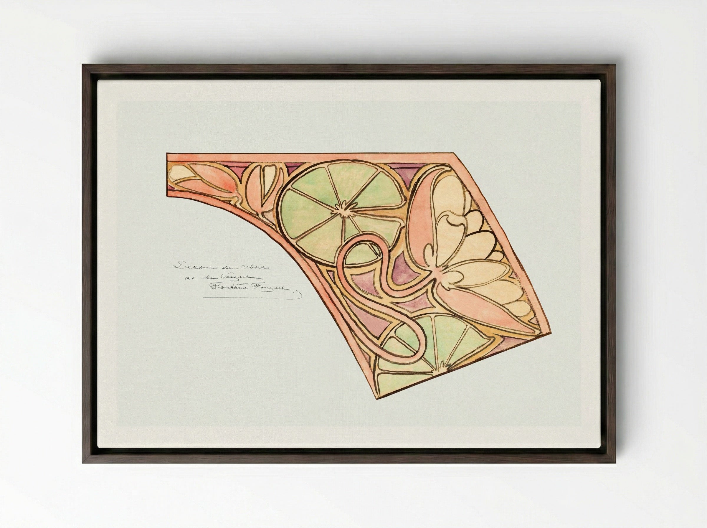 Design for the Fouquet Boutique Fountain - Alphonse Mucha - Framed Canvas Dark Wood