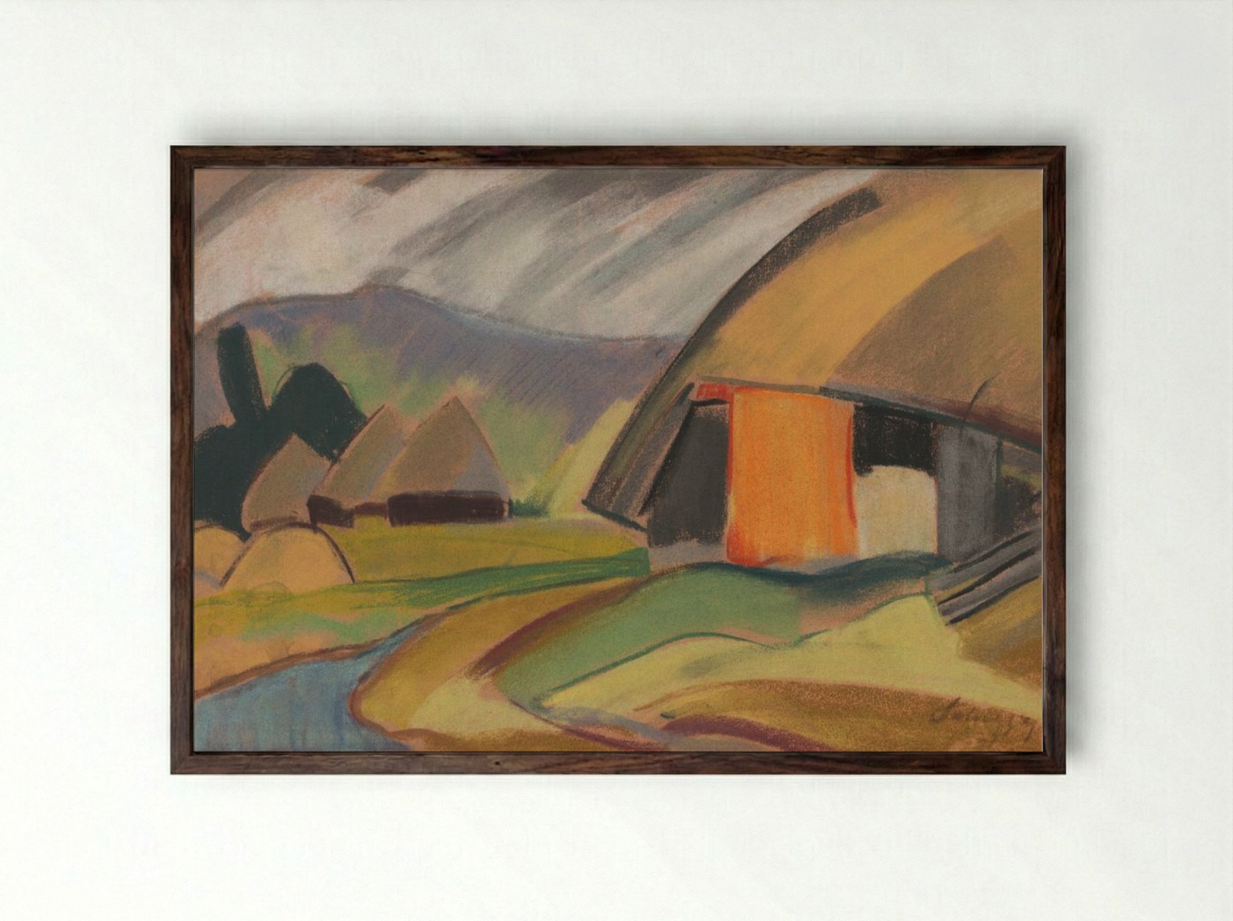 By the Village - Zolo Palugyay - Framed Print Dark Wood