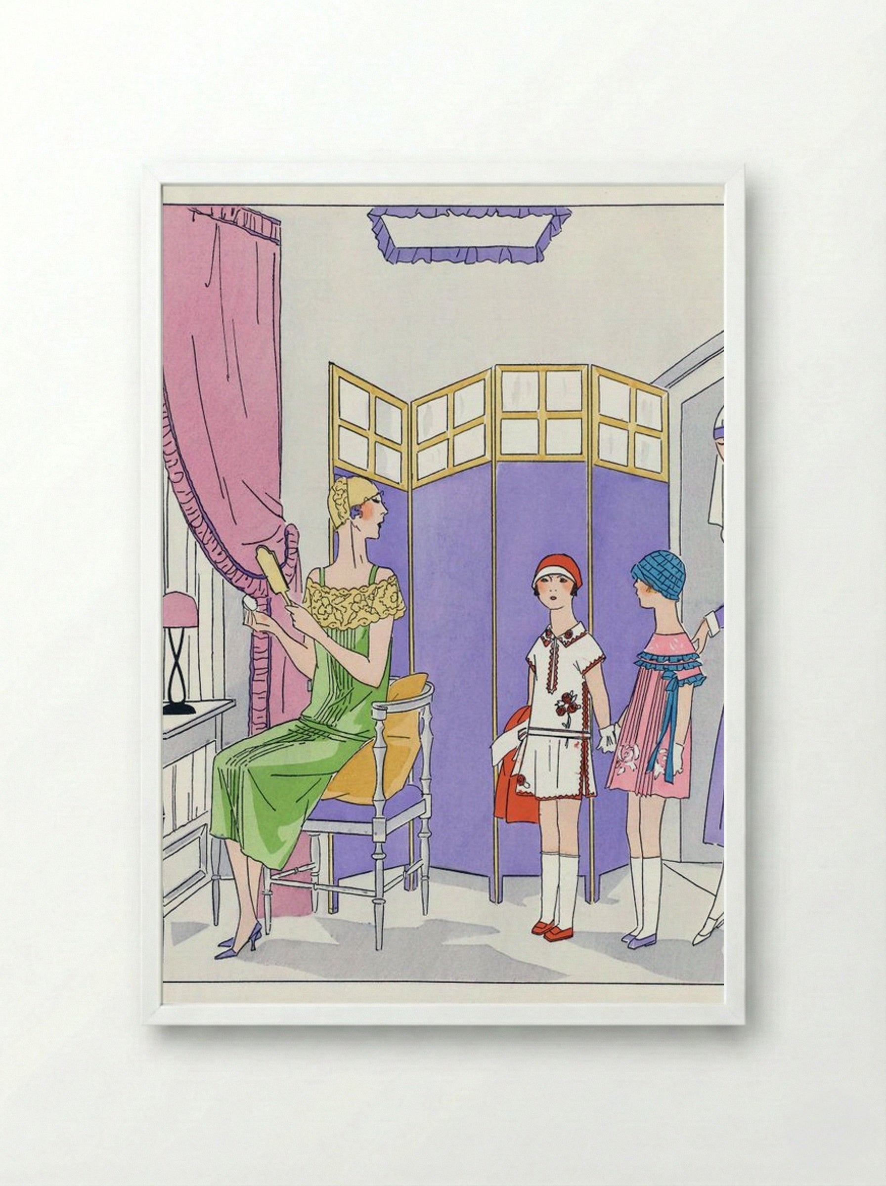 Woman at the Dressing Table - Maggy Rouff - Framed Print White