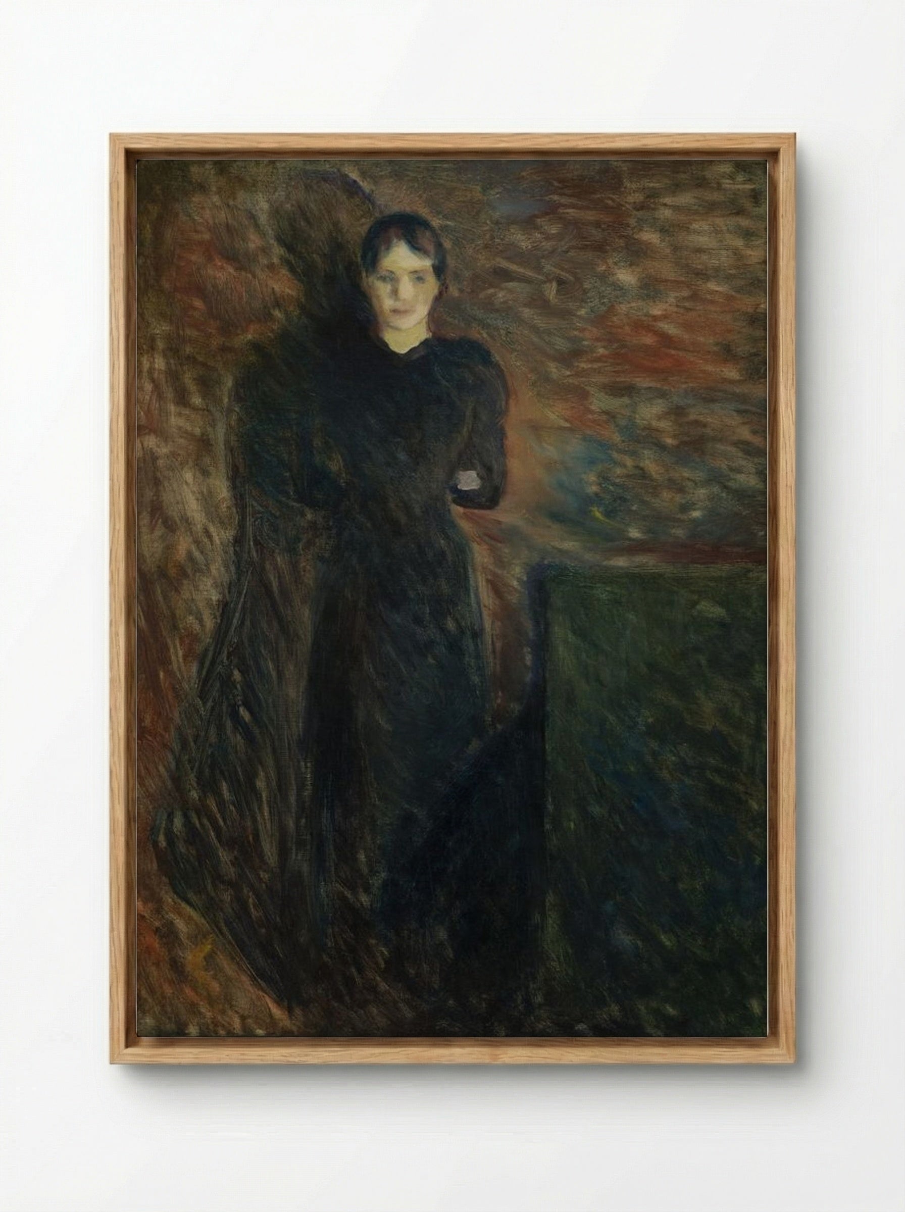 Lady in Black - Edvard Munch - Framed Canvas Wood
