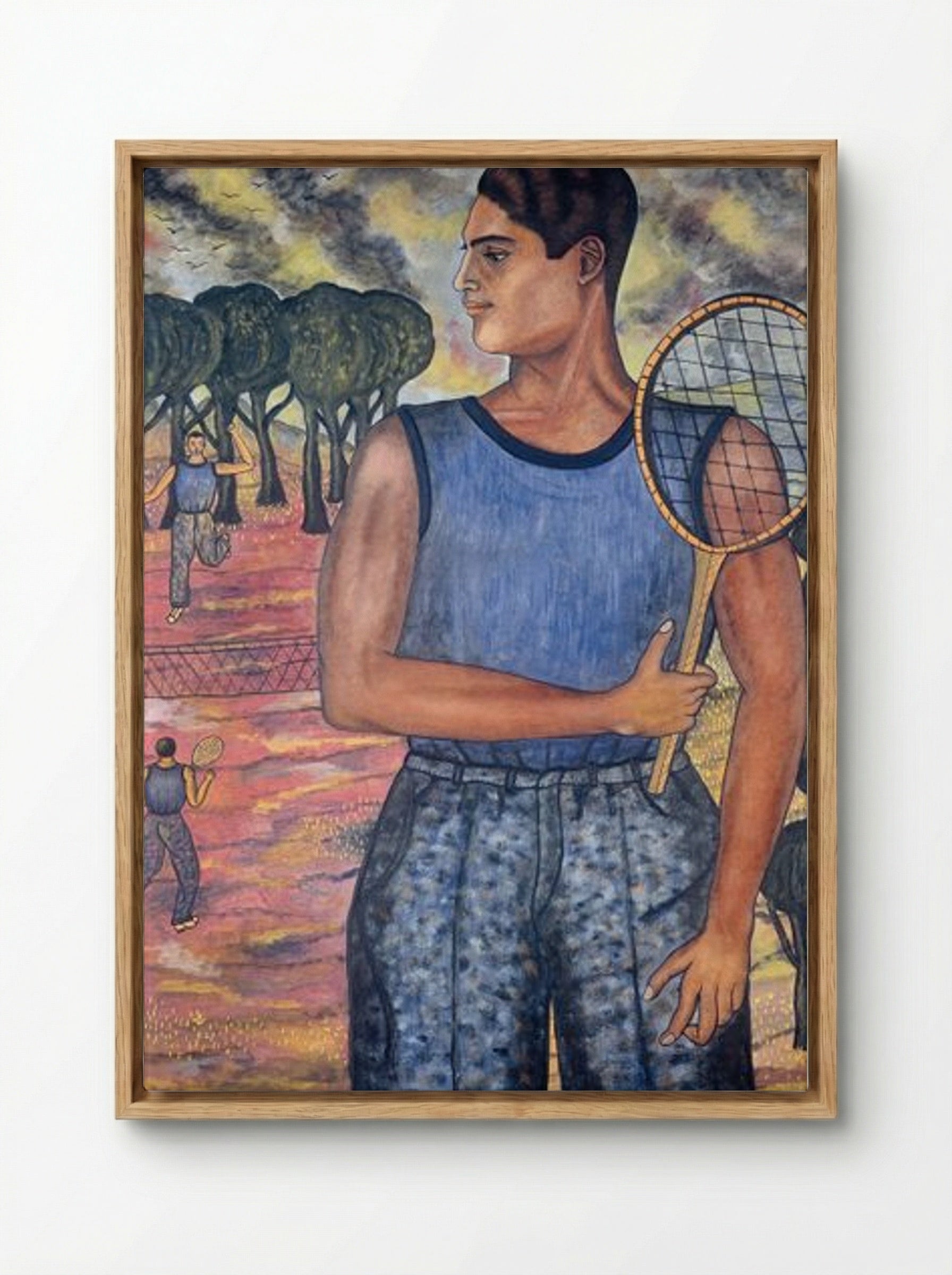 Portrait of Hugo Tilghman, The Tennis Player - Abraham A. Ángel - Framed Canvas Wood