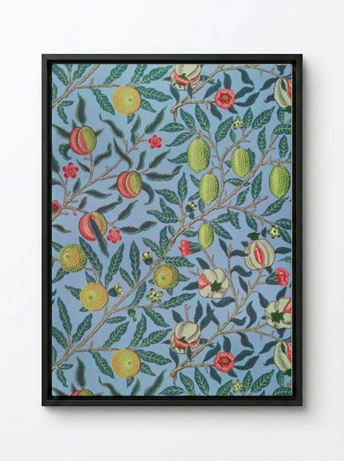 Fruit or Pomegranate - William Morris - Framed Canvas Black