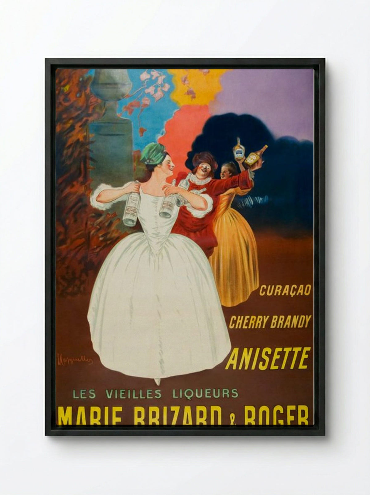 The Old Liqueurs Marie Brizard & Roger - Leonetto Cappiello - Framed Canvas Black