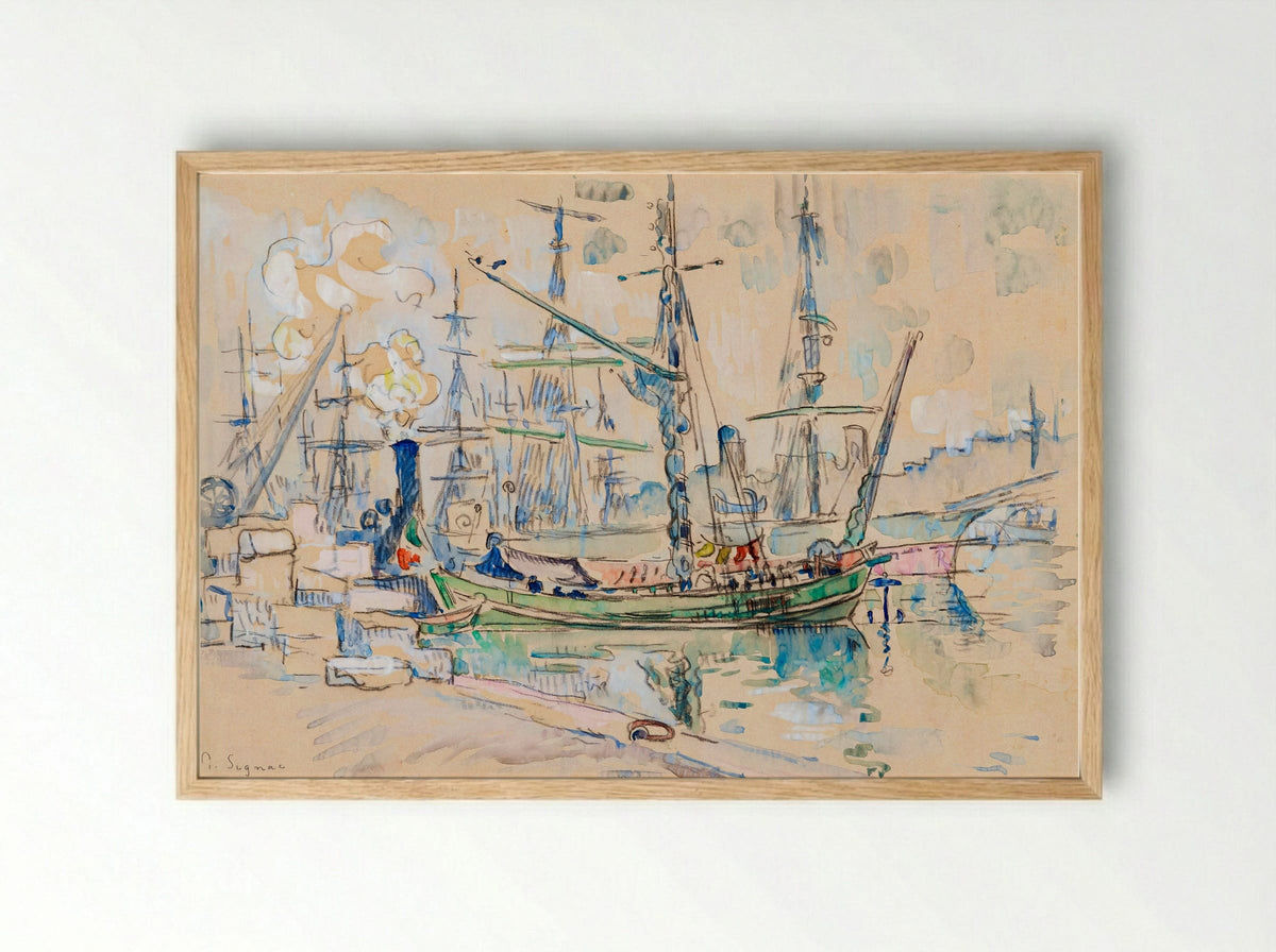 Marseille Harbour - Paul Signac - Framed Print Wood