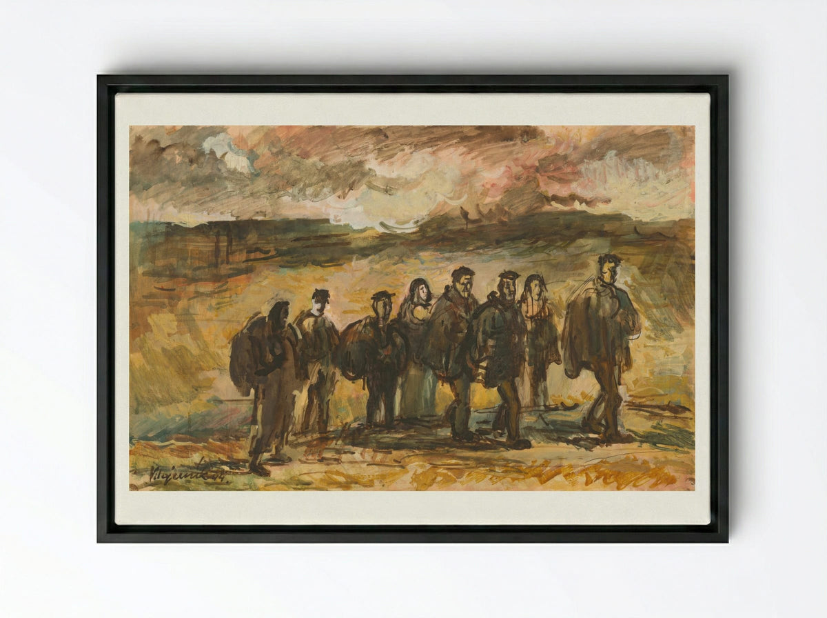 Refugees - Cyprián Majerník - Framed Canvas Black