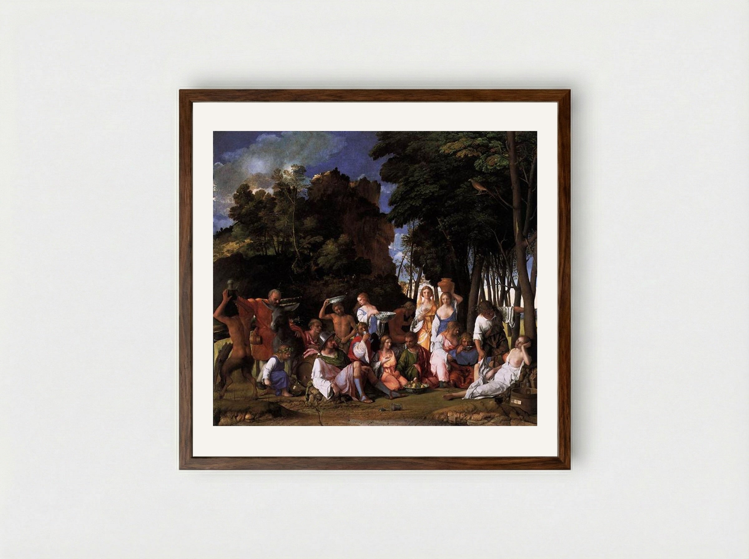 The Feast of the Gods - Giovanni Bellini - Framed Print Dark Wood