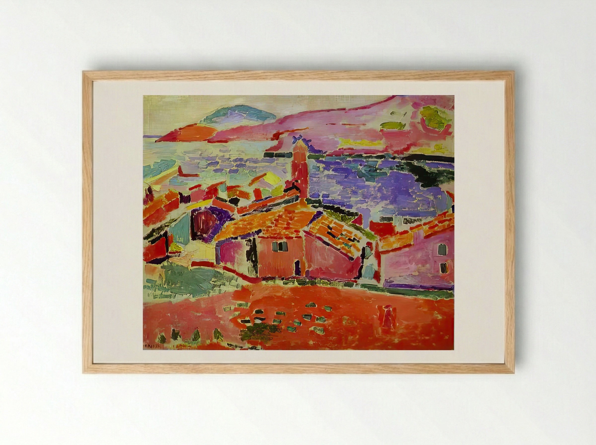 View of Collioure by Henri Matisse – Fauvist Seaside Landscape Print - Framed Print Wood