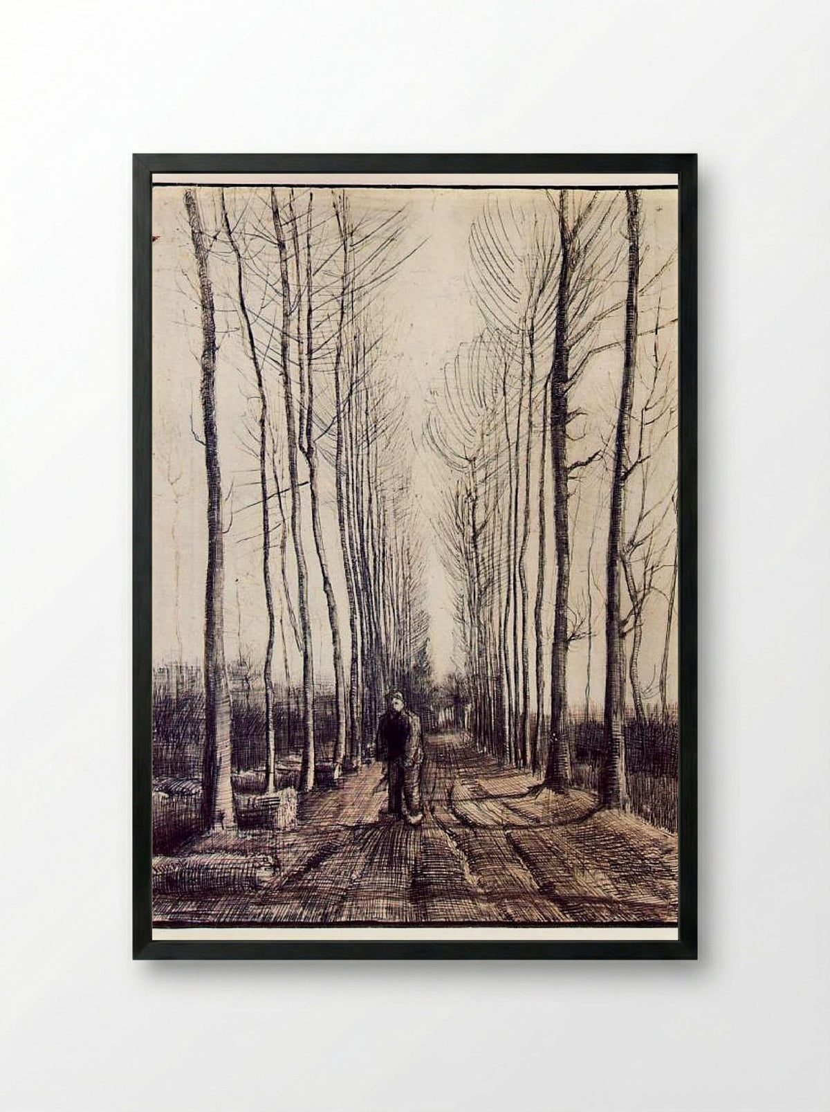 Avenue of Poplars in Autumn - Vincent van Gogh - Framed Print Black