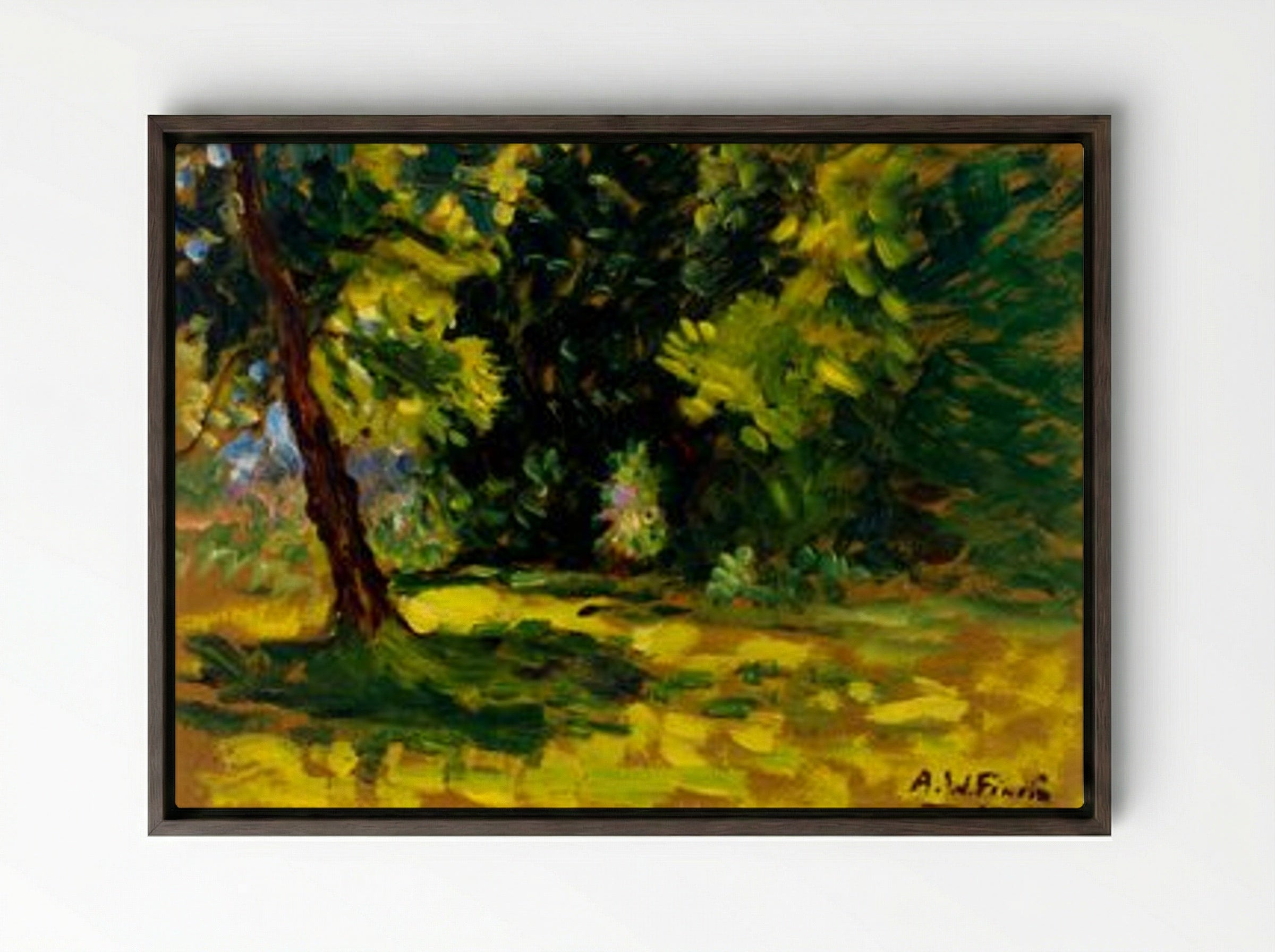 Bushes - Alfred William Finch - Framed Canvas Dark Wood
