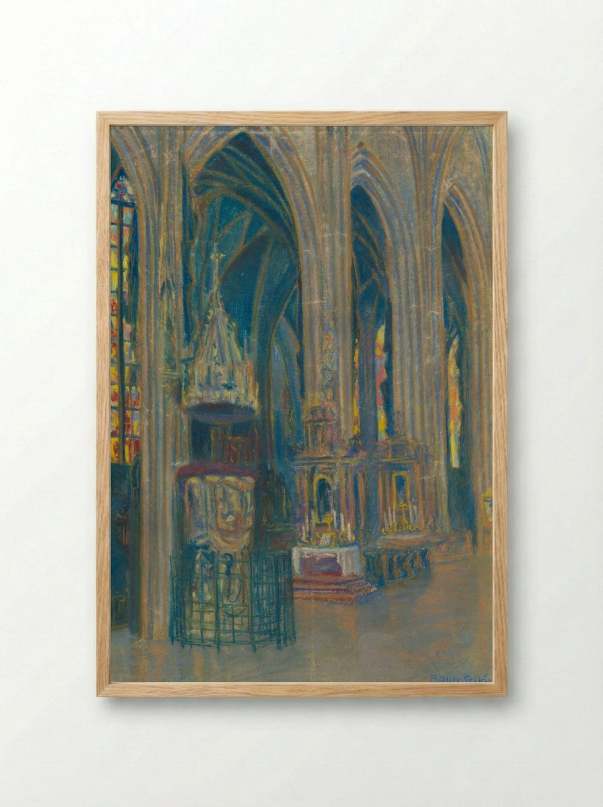 The Interior of the Košice Cathedral - Konstantin Bauer - Framed Print Wood
