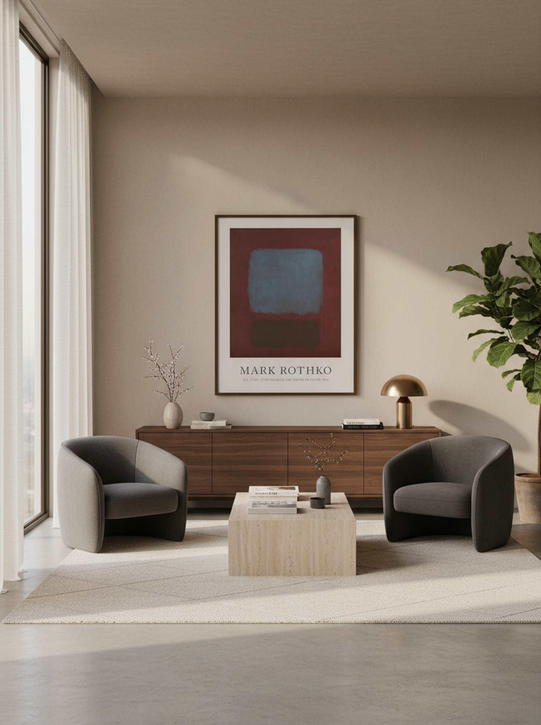 No. 37 No. 19 (Slate Blue and Brown on Plum) - Mark Rothko - Lifestyle