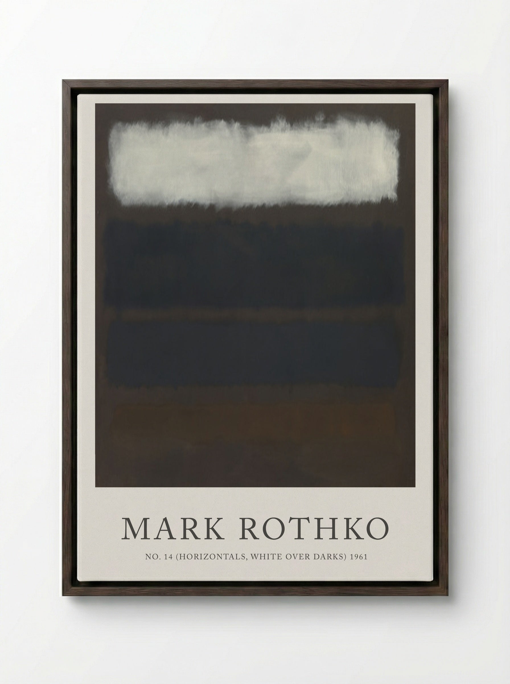 No. 14 (Horizontals, White Over Darks) - Mark Rothko - Framed Canvas Dark Wood