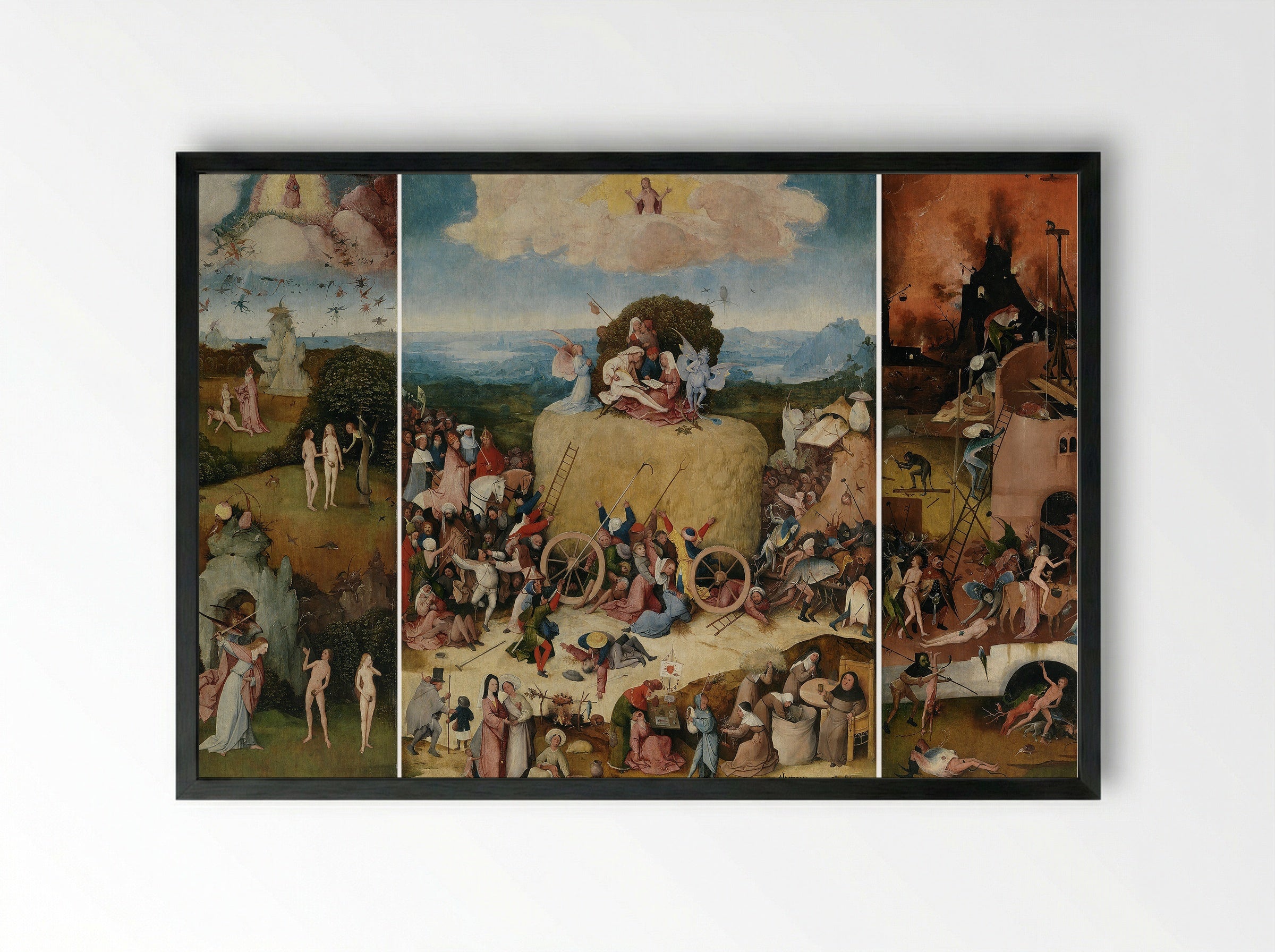 The Haywain Triptych - Hieronymus Bosch - Framed Print Black