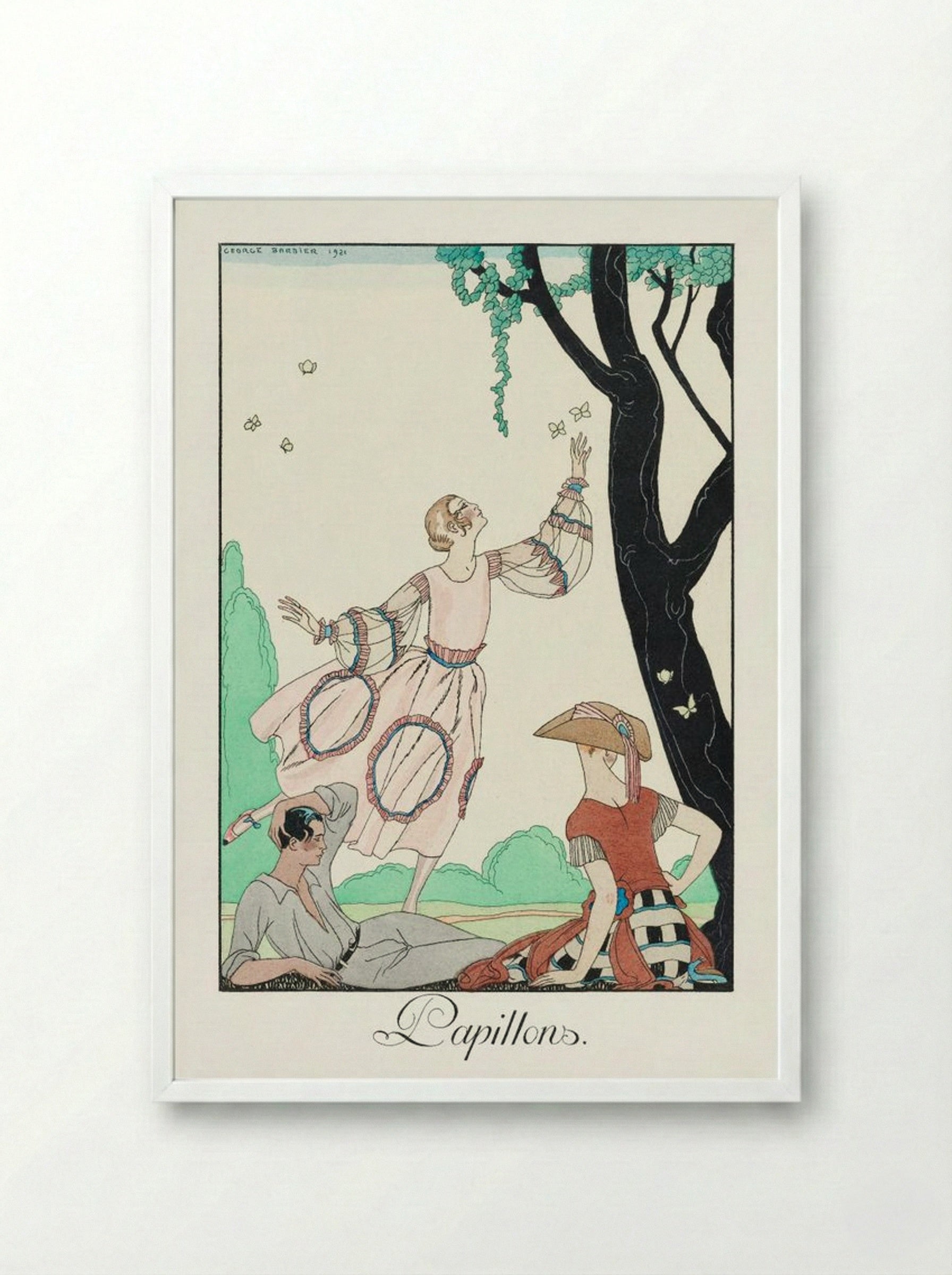 Papillons - George Barbier - Framed Print White