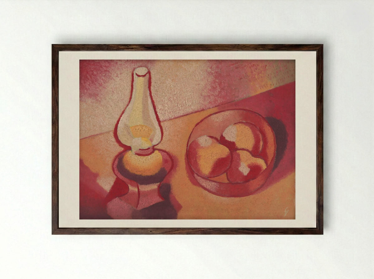 Still Life with a Lamp - Mikuláš Galanda - Framed Print Dark Wood