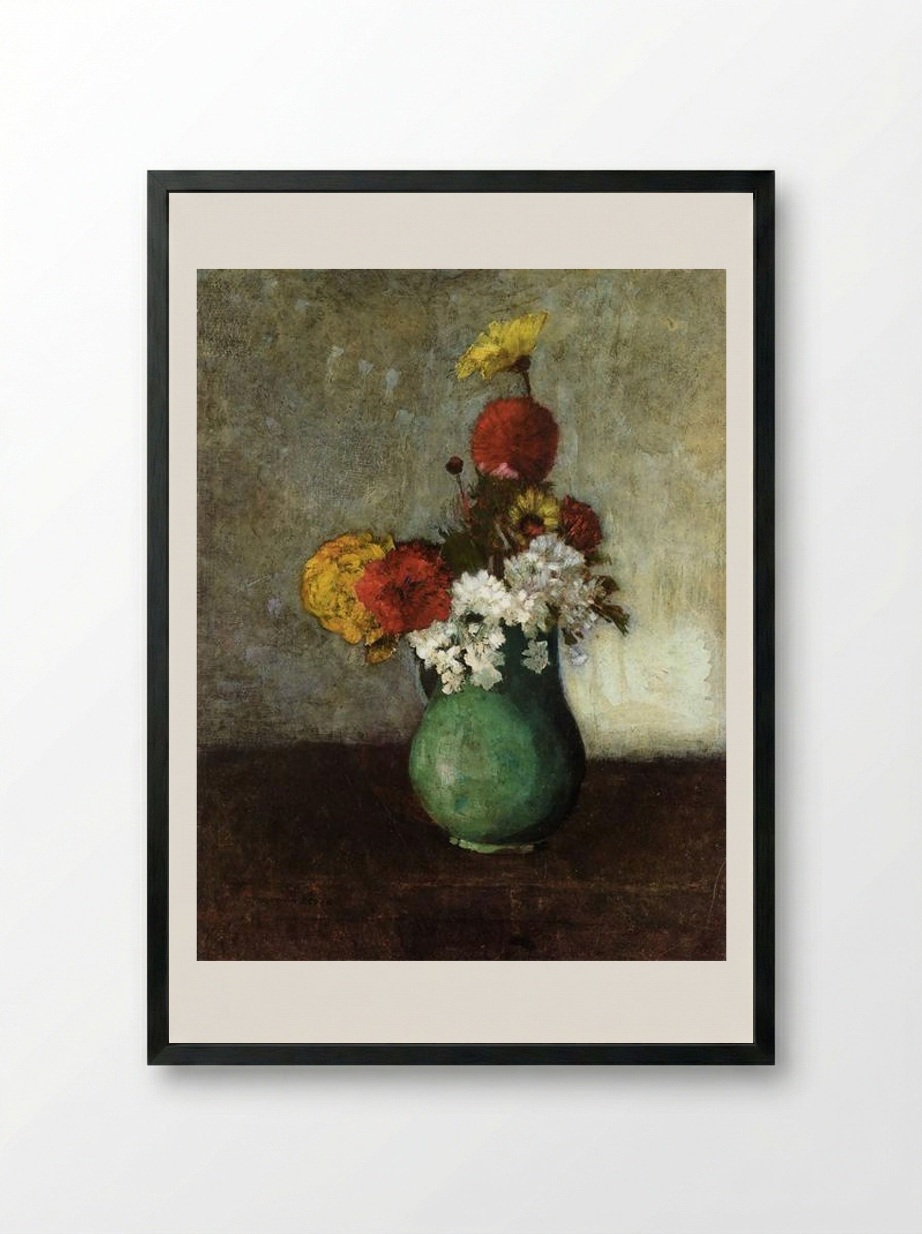 Vase of Flowers - Odilon Redon - Framed Print Black