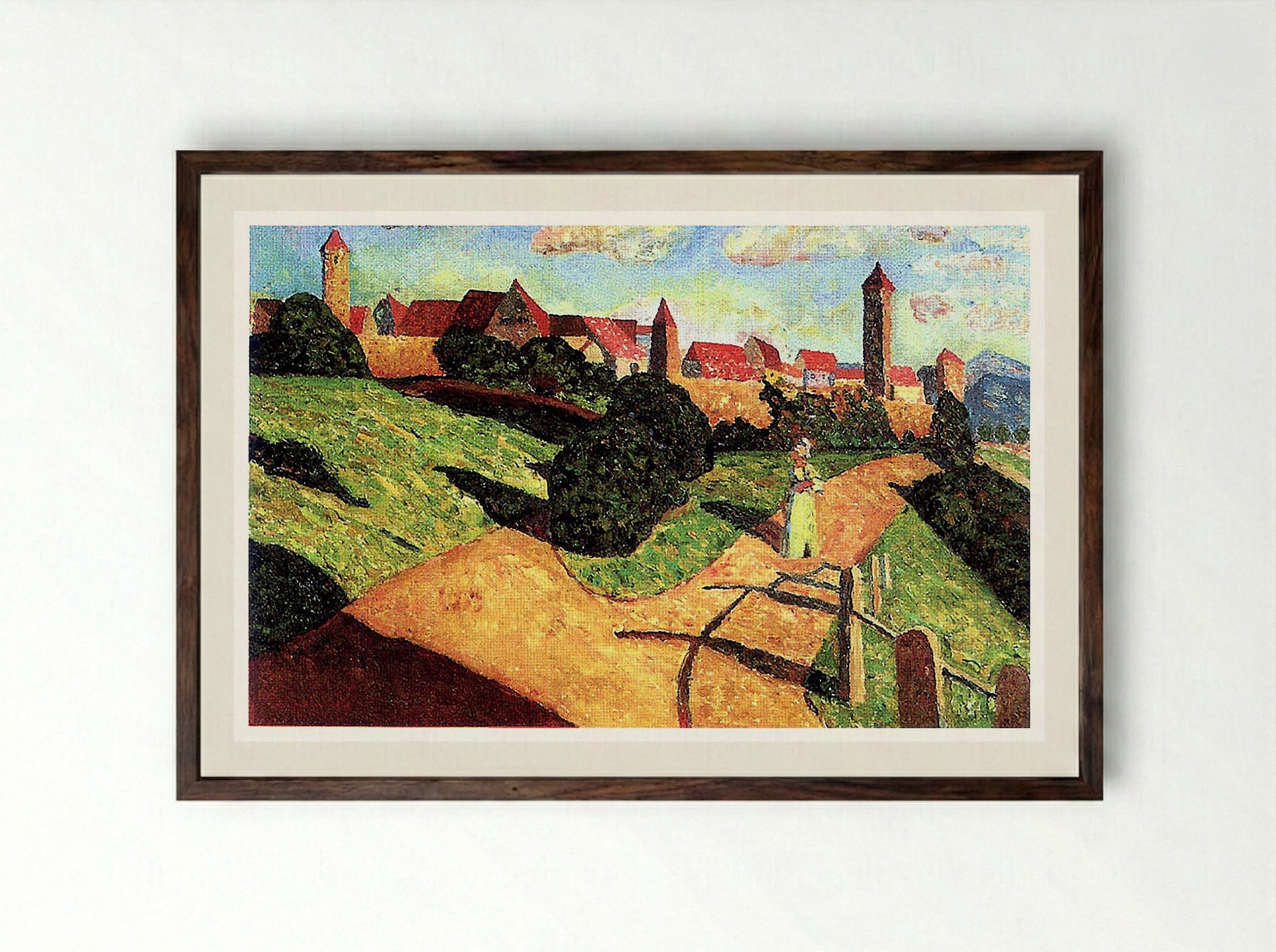 Old Town II - August Macke - Framed Print Dark Wood