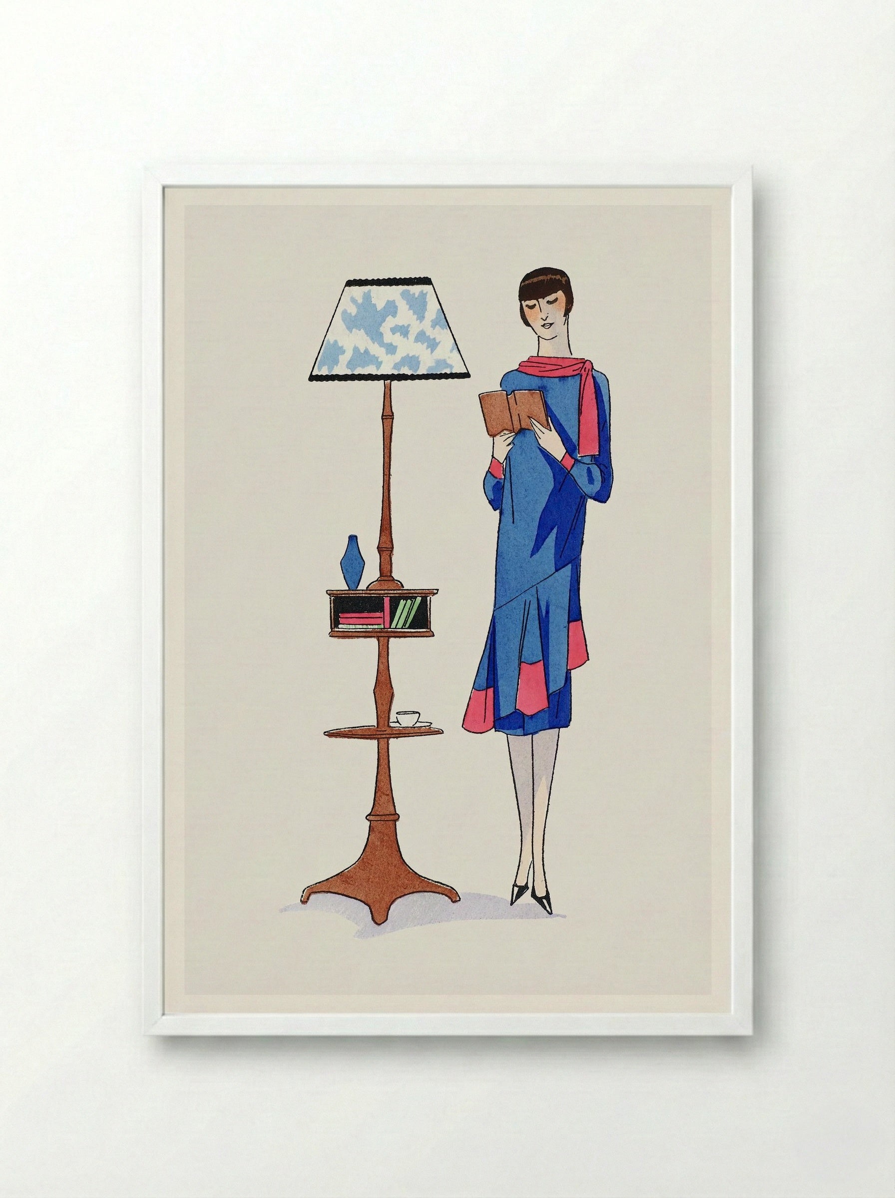Afternoon Dress Topped with Pink Crepe - Gustav Beer - Framed Print White