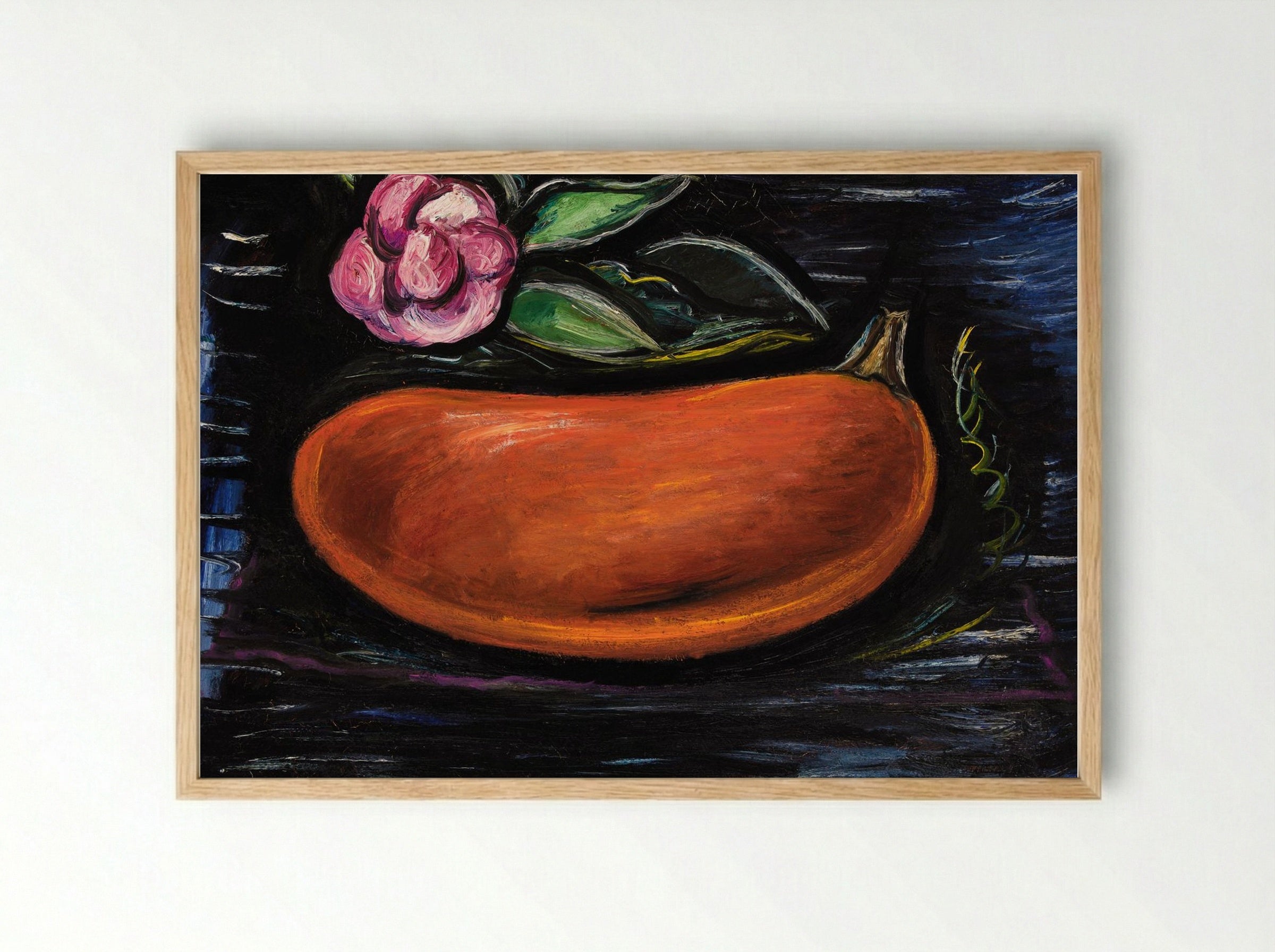 Still Life with Pumpkin and Camellia - Marsden Hartley - Framed Print Wood