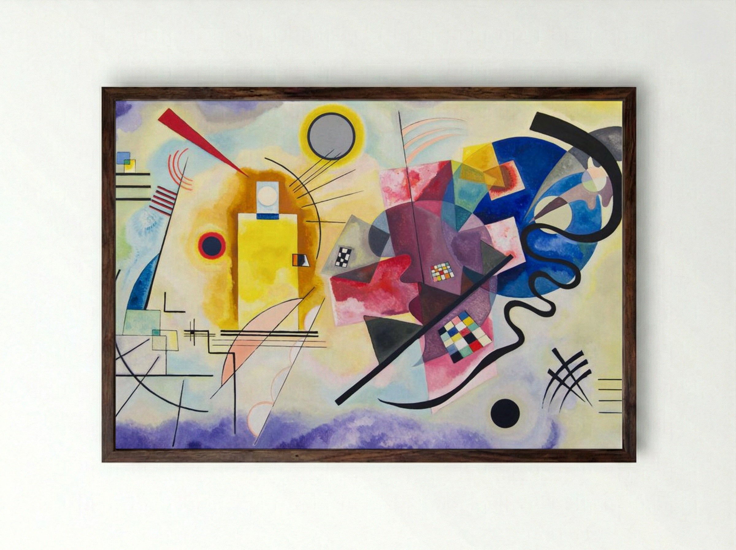 Yellow-Red-Blue - Wassily Kandinsky - Framed Print Dark Wood