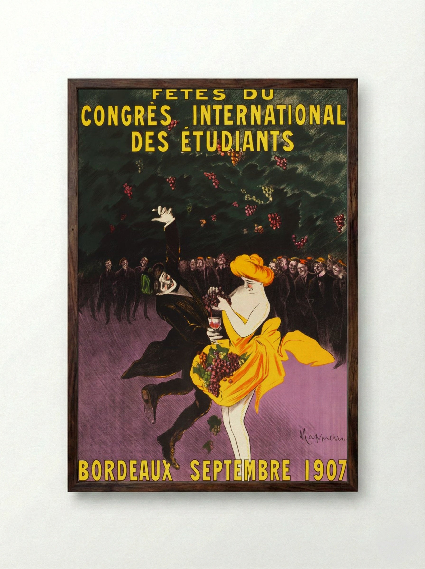 Celebrations of the International Student Congress, Bordeaux, 1907 - Leonetto Cappiello - Framed Print Dark Wood