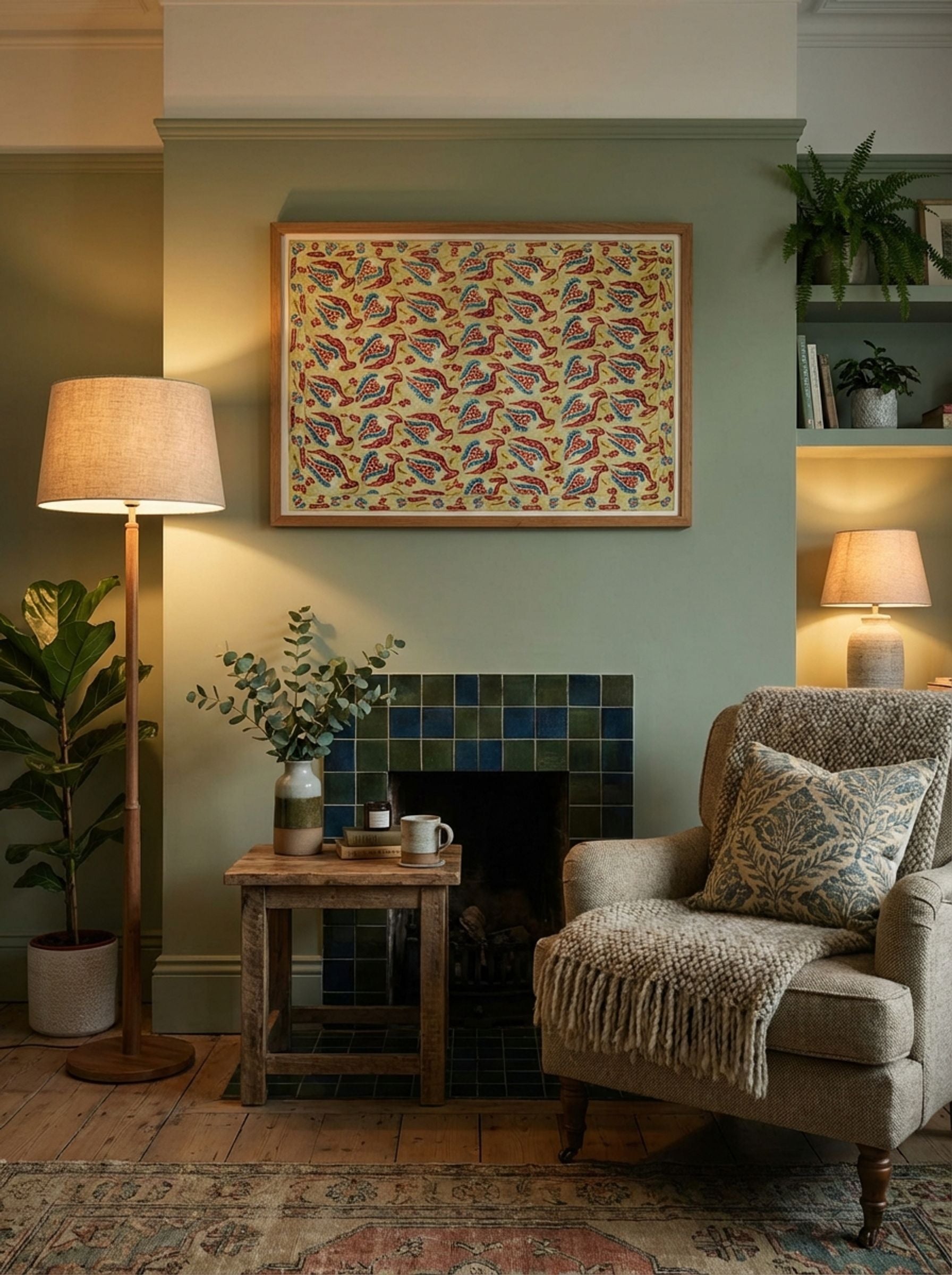 Turkish Bed Cover Pattern with Flowers and Leaves - William Morris - Lifestyle