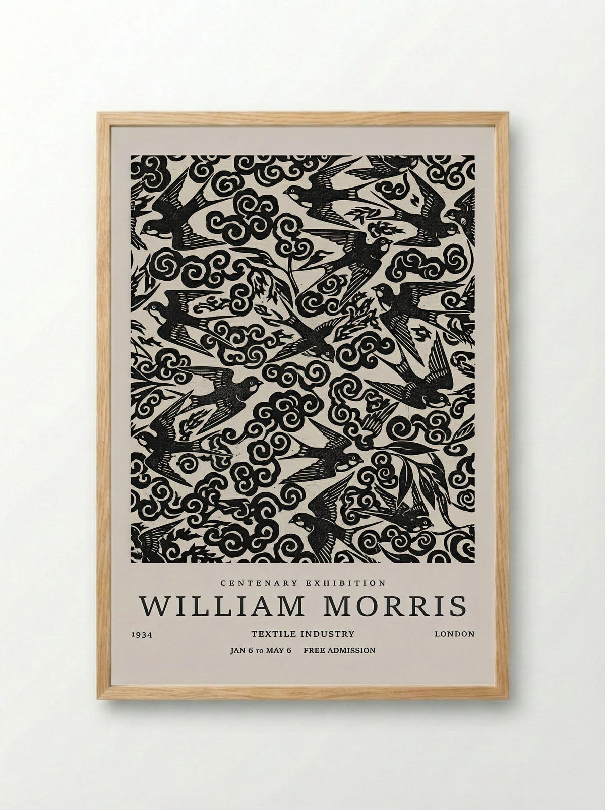 Swallow Flight Tapestry - William Morris Collection - Framed Print Wood