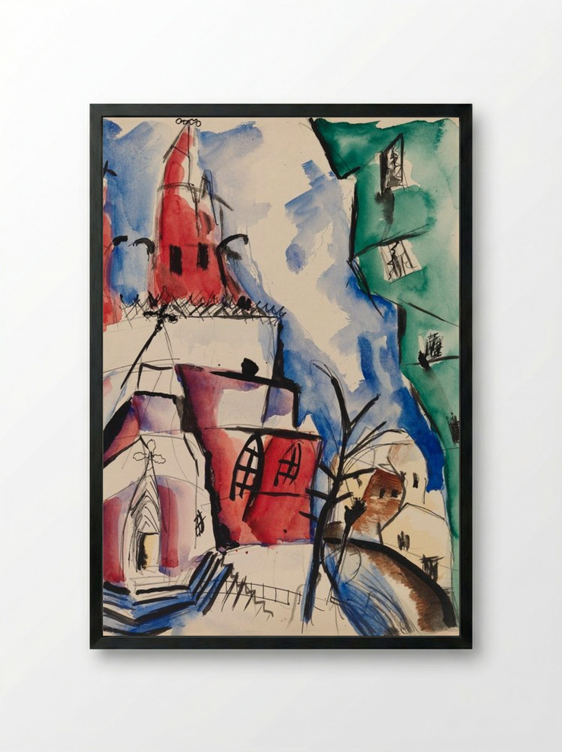 Kirkko (Church, 1919) - Sulho Sipilä - Framed Print Black