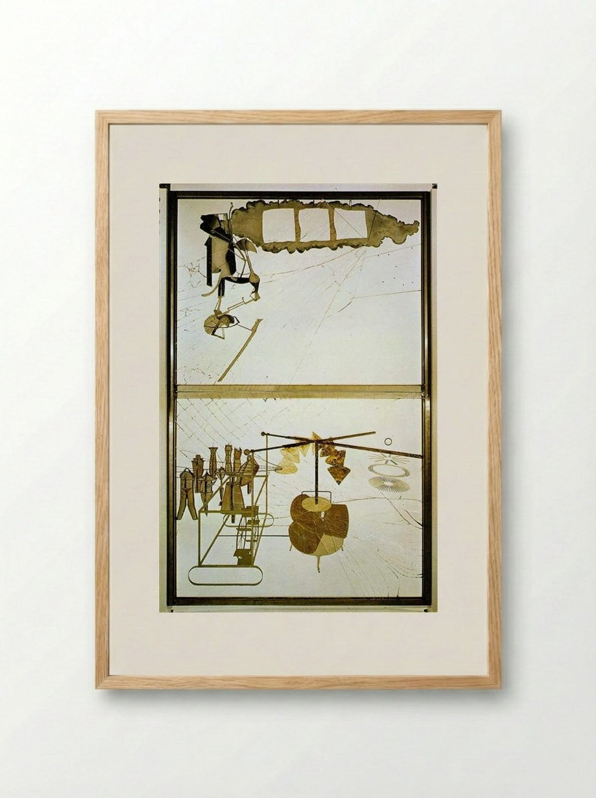 The Bride Stripped Bare by Her Bachelors, Even (The Large Glass) - Marcel Duchamp - Framed Print Wood