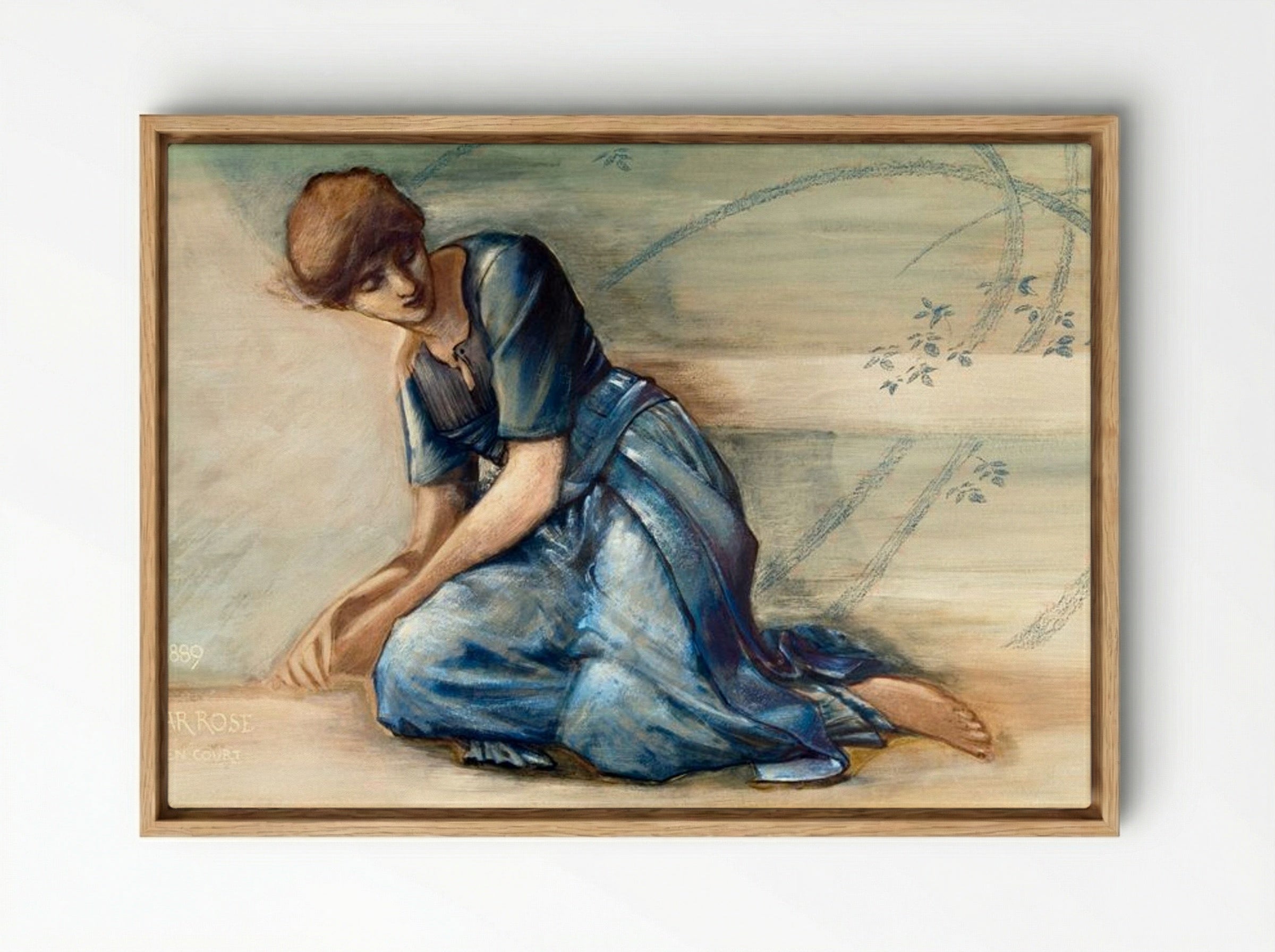 Study for 'The Garden Court' from The Briar Rose Series - Edward Burne-Jones - Framed Canvas Wood