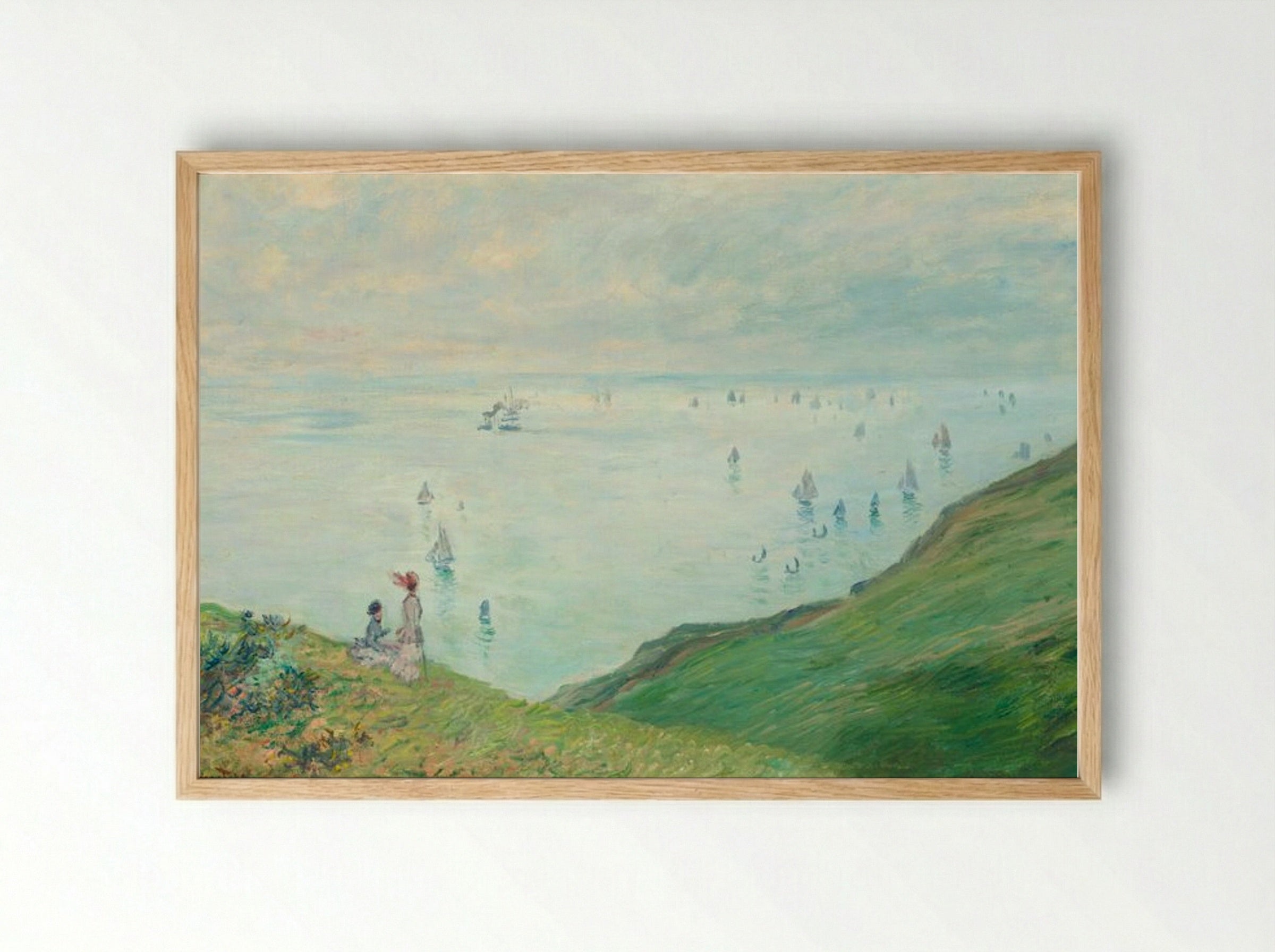 Cliffs at Pourville - Claude Monet - Framed Print Wood