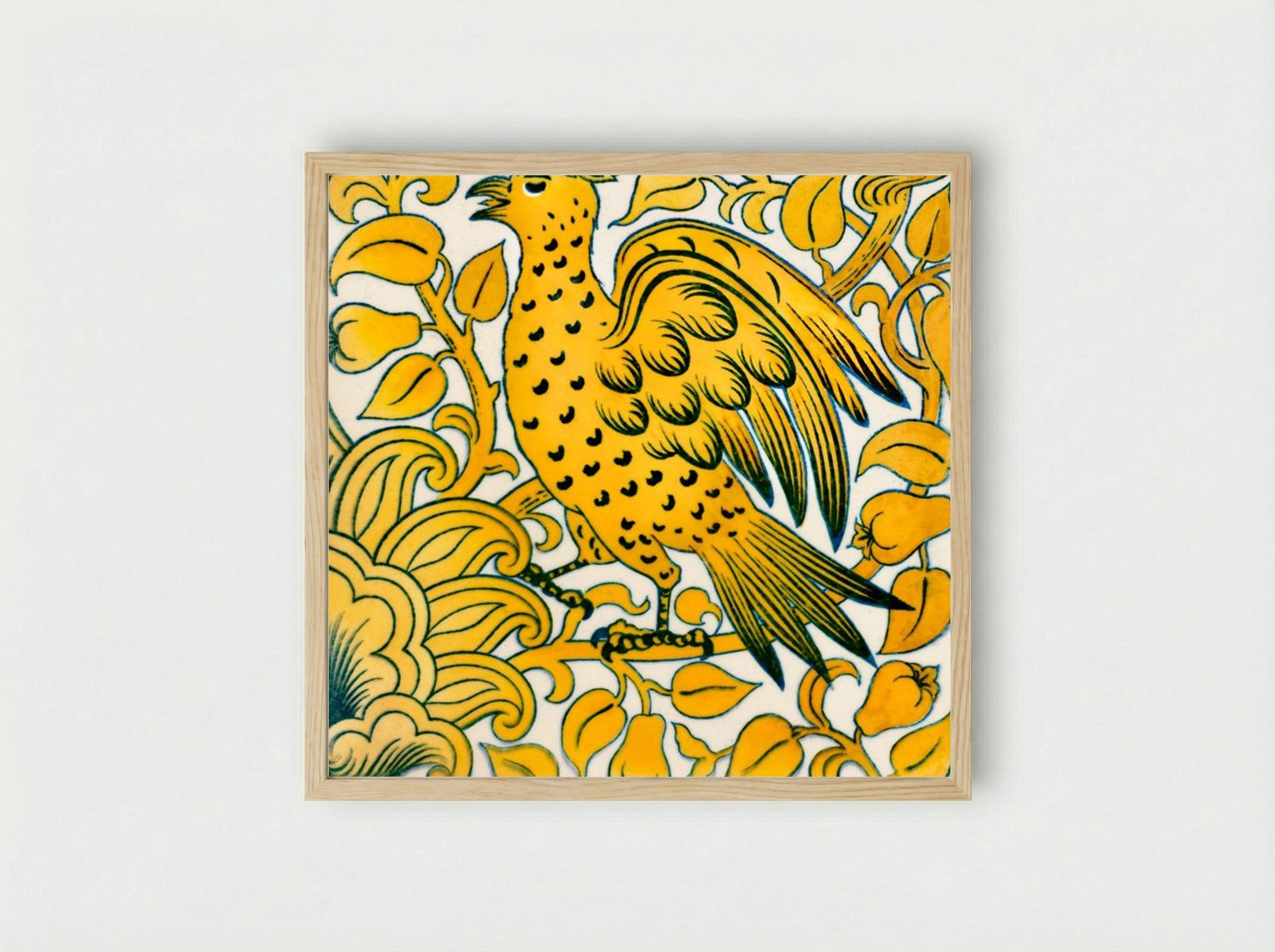 Lustre Tile with Bird Design - William De Morgan - Framed Print Wood