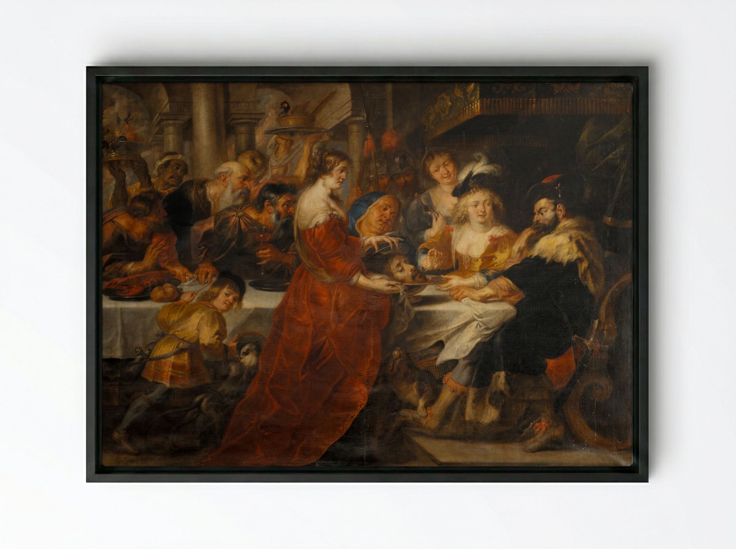 The Feast of Herod - Peter Paul Rubens - Framed Canvas Black