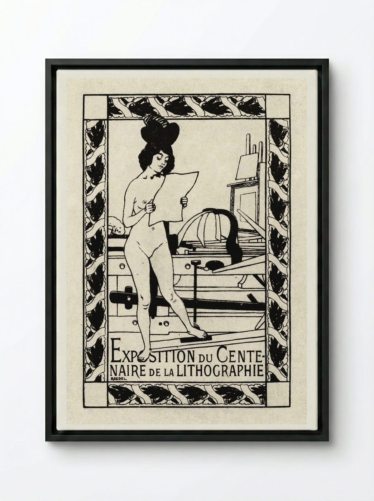 Exposition du Centenaire de la Lithographie - Auguste Roedel - Framed Canvas Black