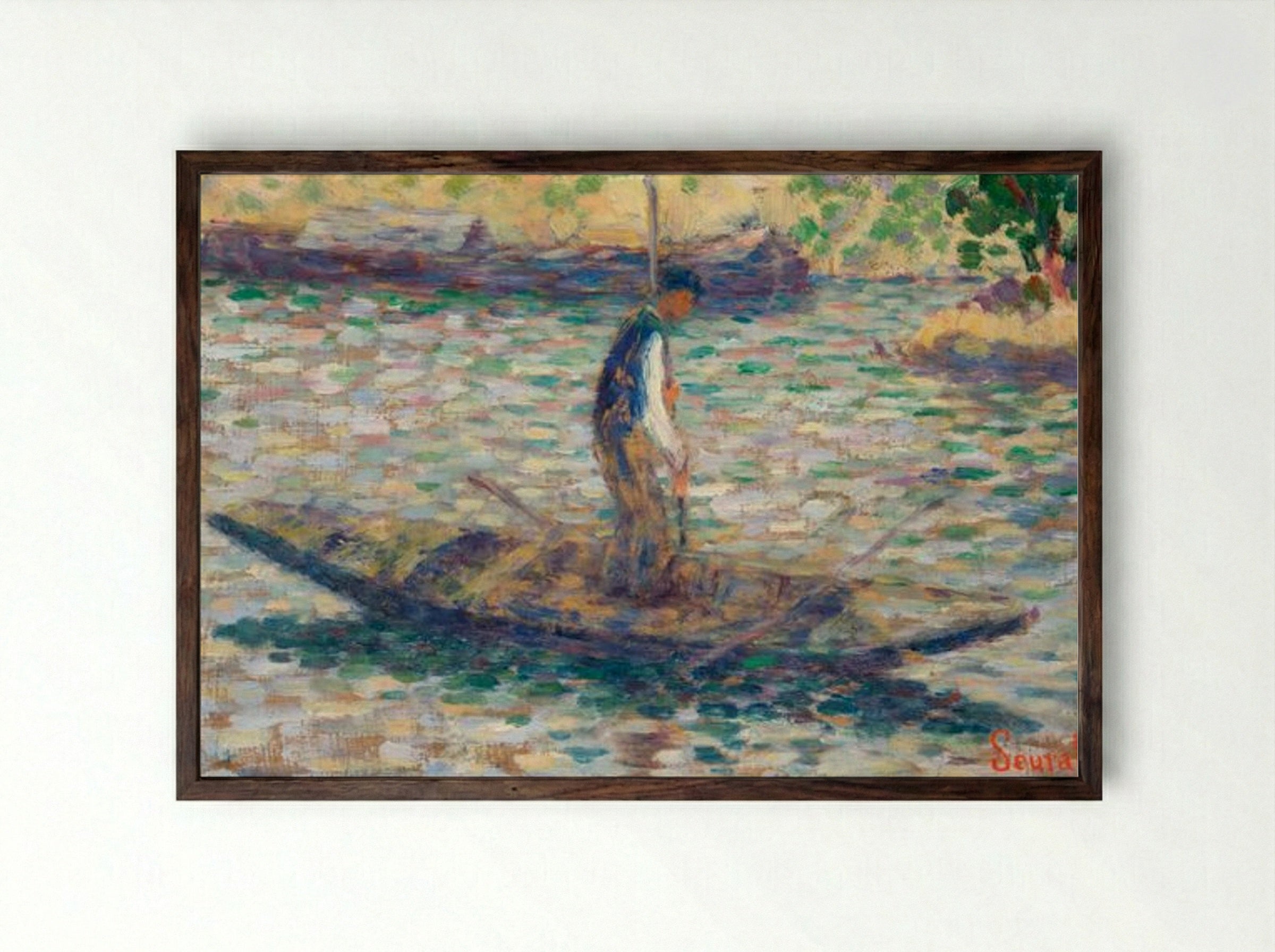 A Fisherman - Georges Seurat - Framed Print Dark Wood