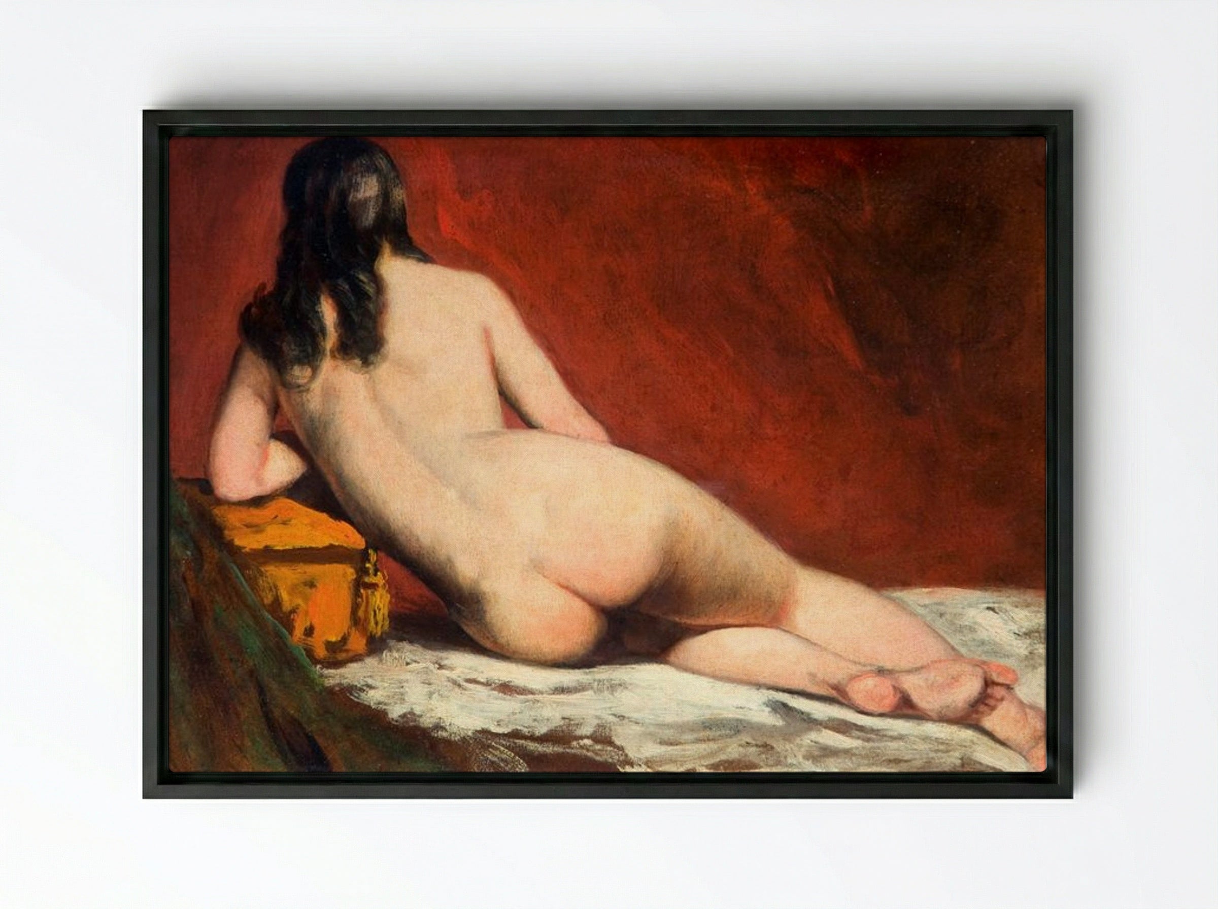 Nude Study of a Reclining Woman - William Etty - Framed Canvas Black