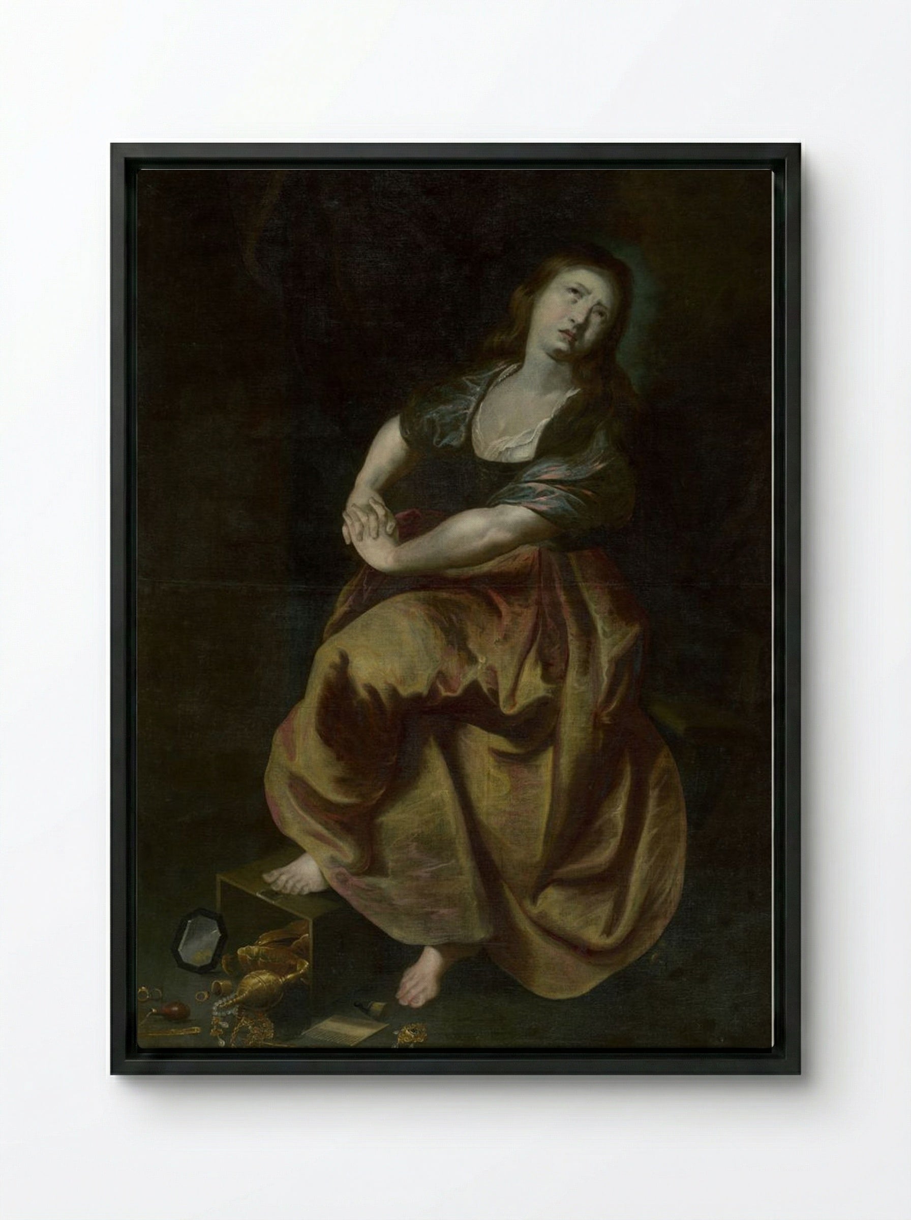The Penitent Magdalene - Peter Paul Rubens - Framed Canvas Black