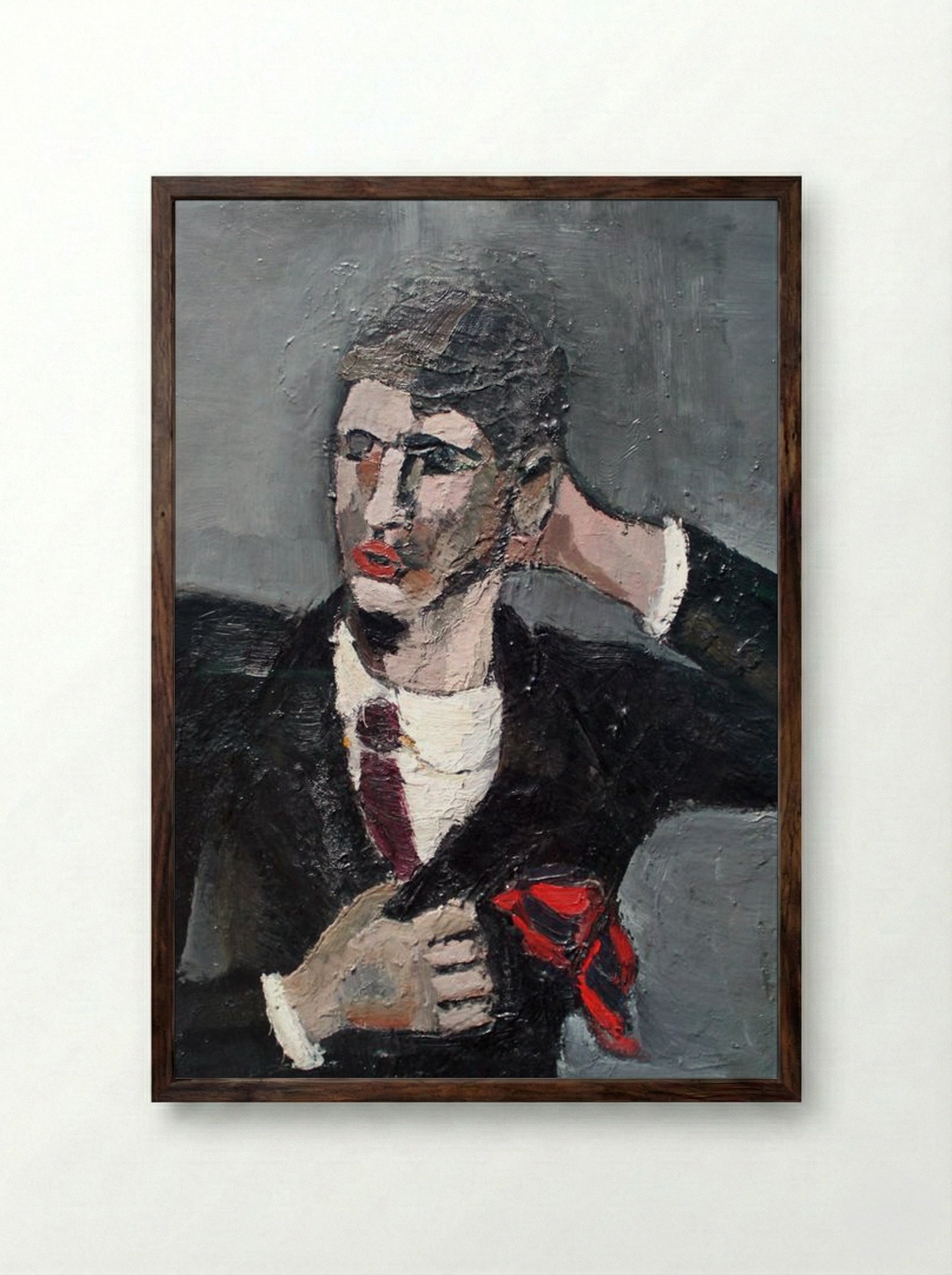 Self-Portrait - Helmut Kolle - Framed Print Dark Wood
