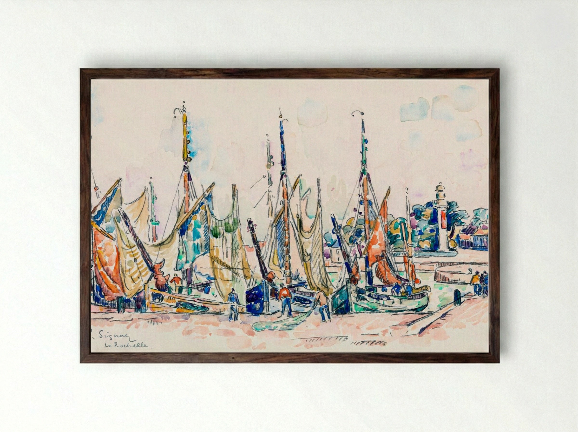 La Rochelle - Paul Signac - Framed Print Dark Wood