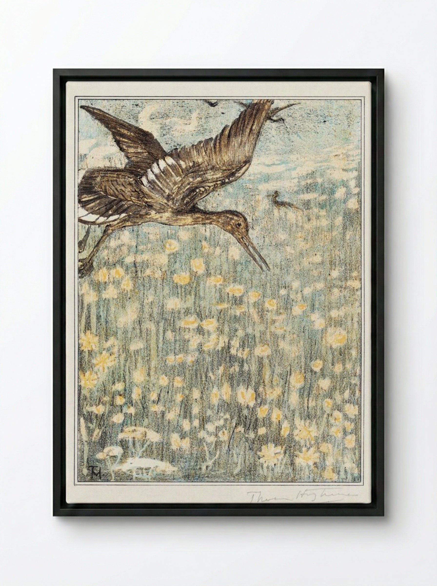 Tureluur (Redshank) - Theo van Hoytema - Framed Canvas Black