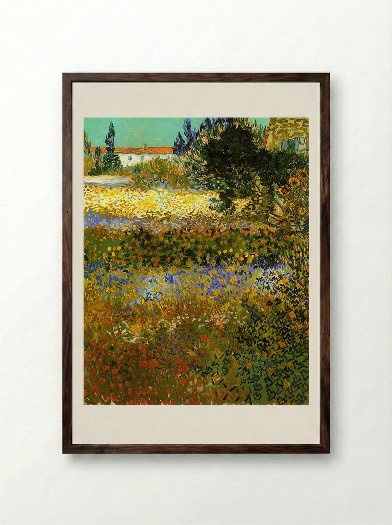 Flowering Garden - Vincent van Gogh - Framed Print Dark Wood