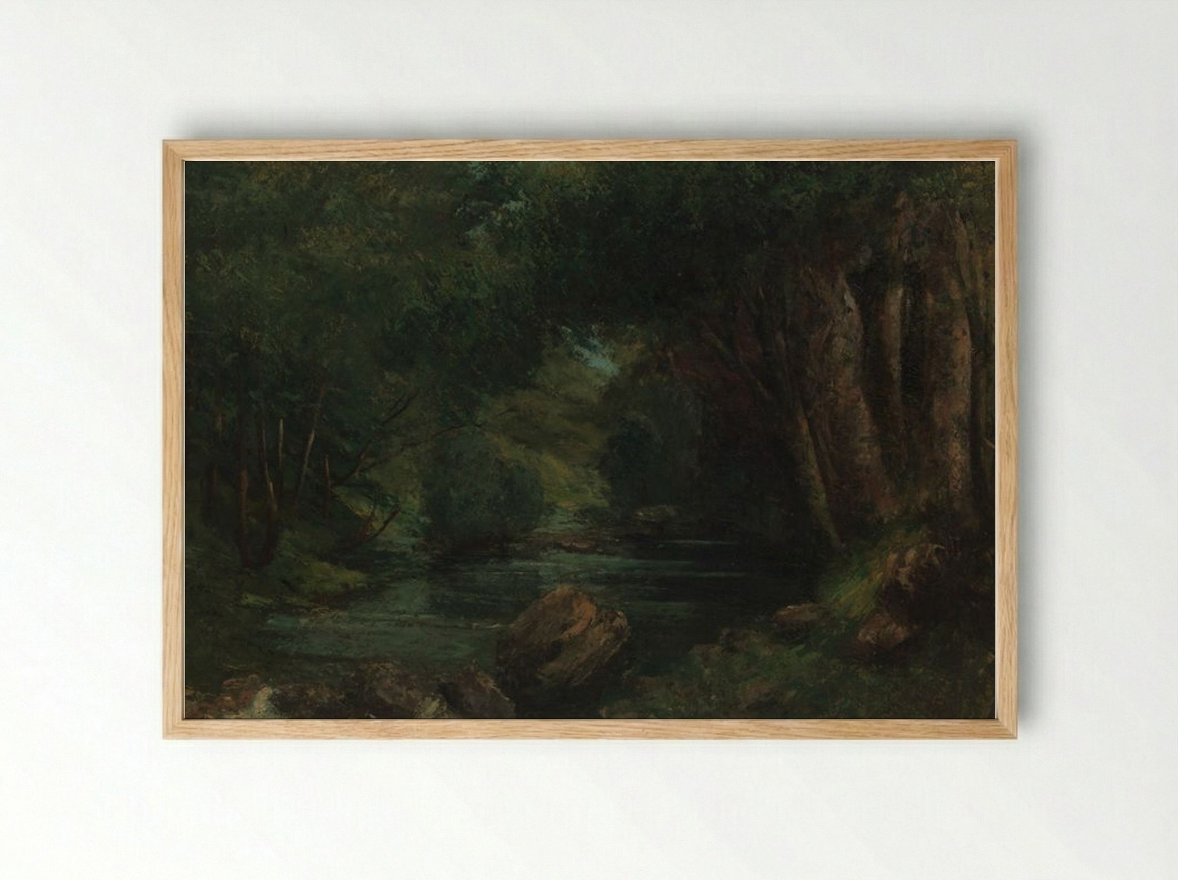 A Brook in the Forest - Gustave Courbet - Framed Print Wood