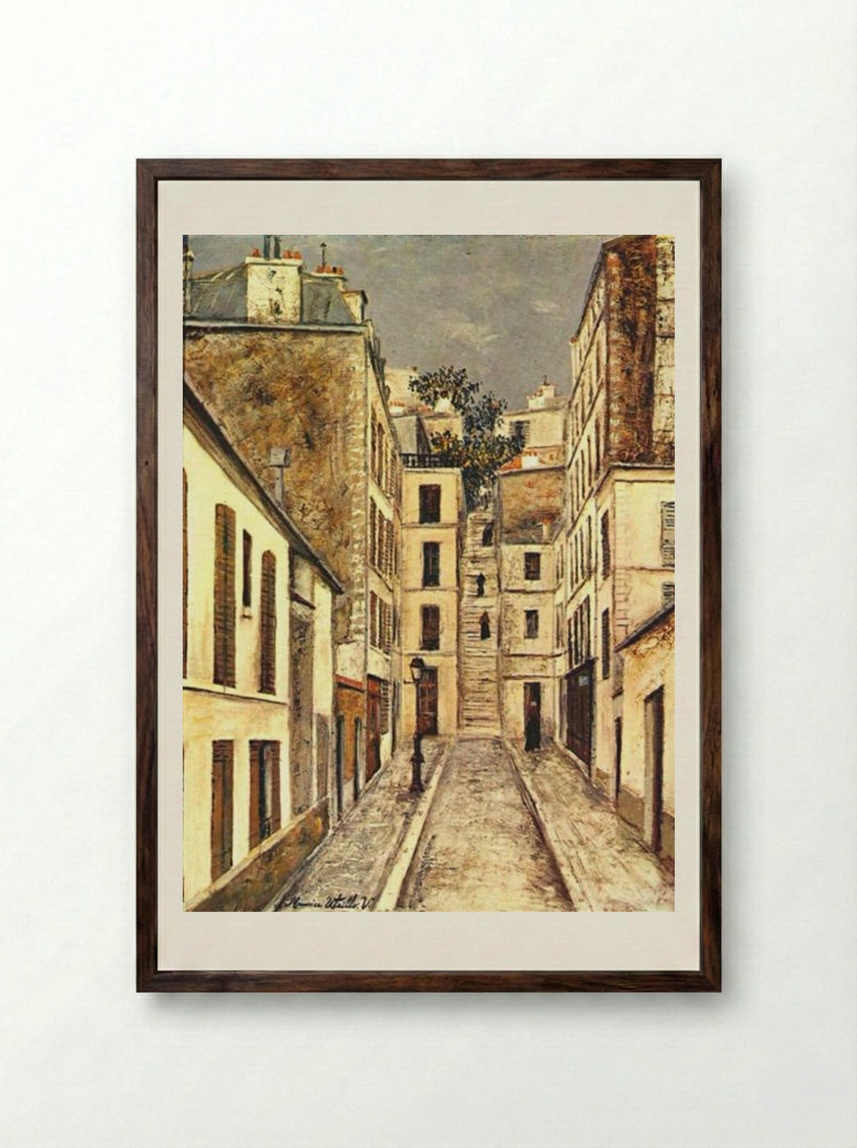 The Passage (The Dead End) - Maurice Utrillo - Framed Print Dark Wood