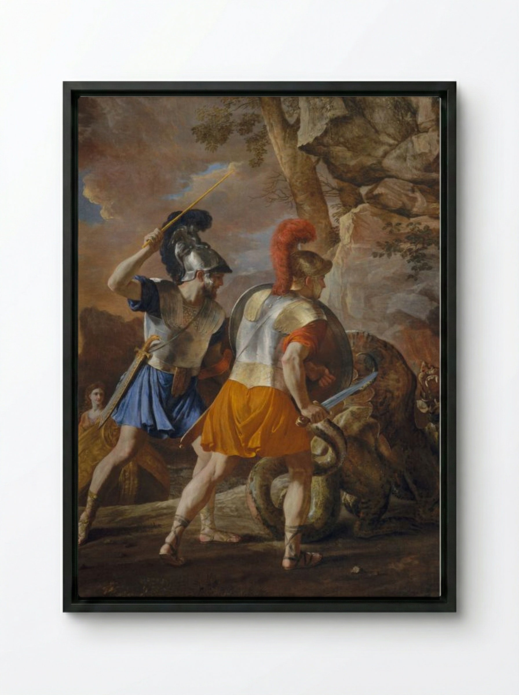 The Companions of Rinaldo - Jean-Honoré Fragonard - Framed Canvas Black