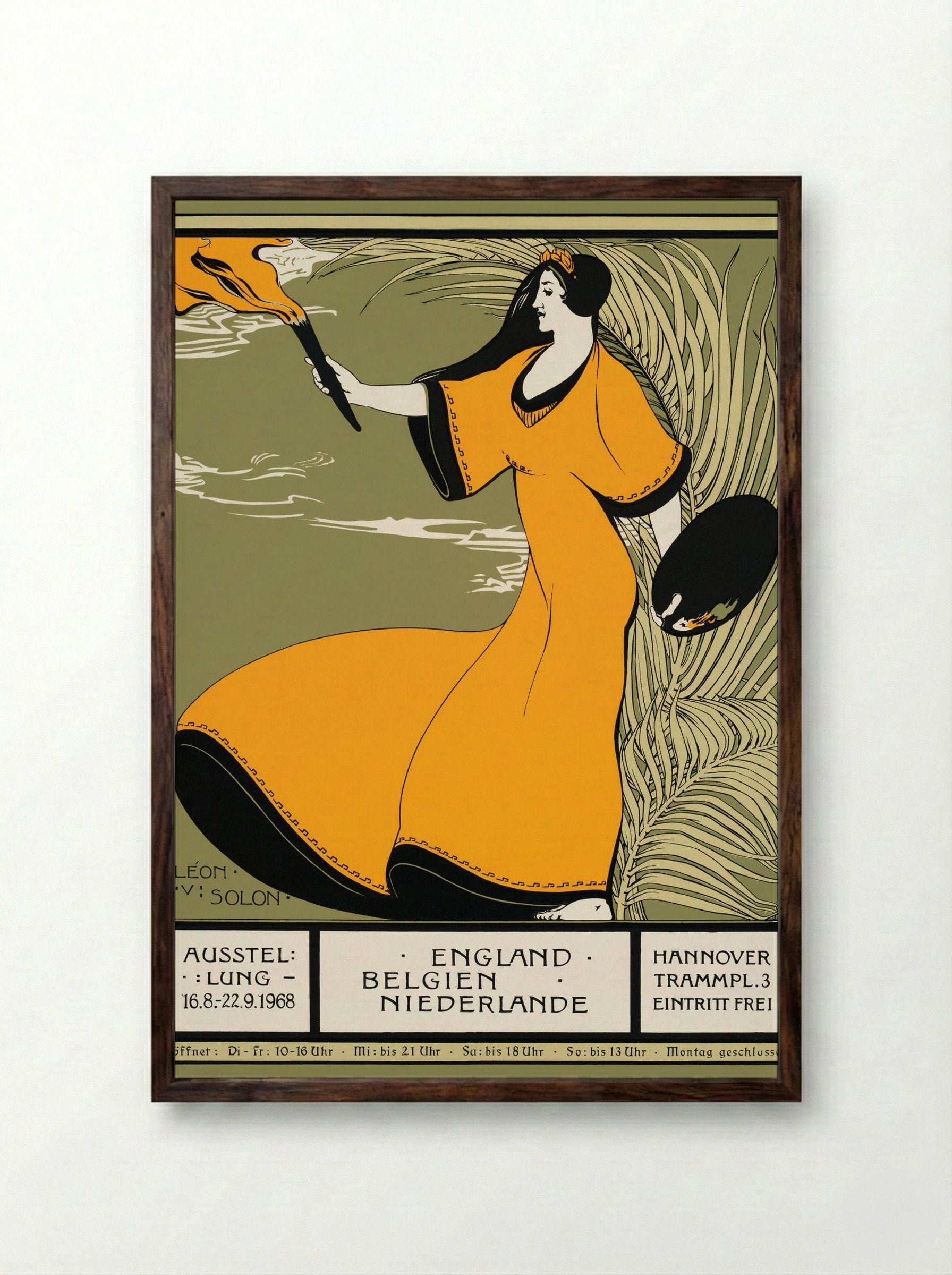 Exposition Poster, Hannover - Léon-Victor Solon - Framed Print Dark Wood