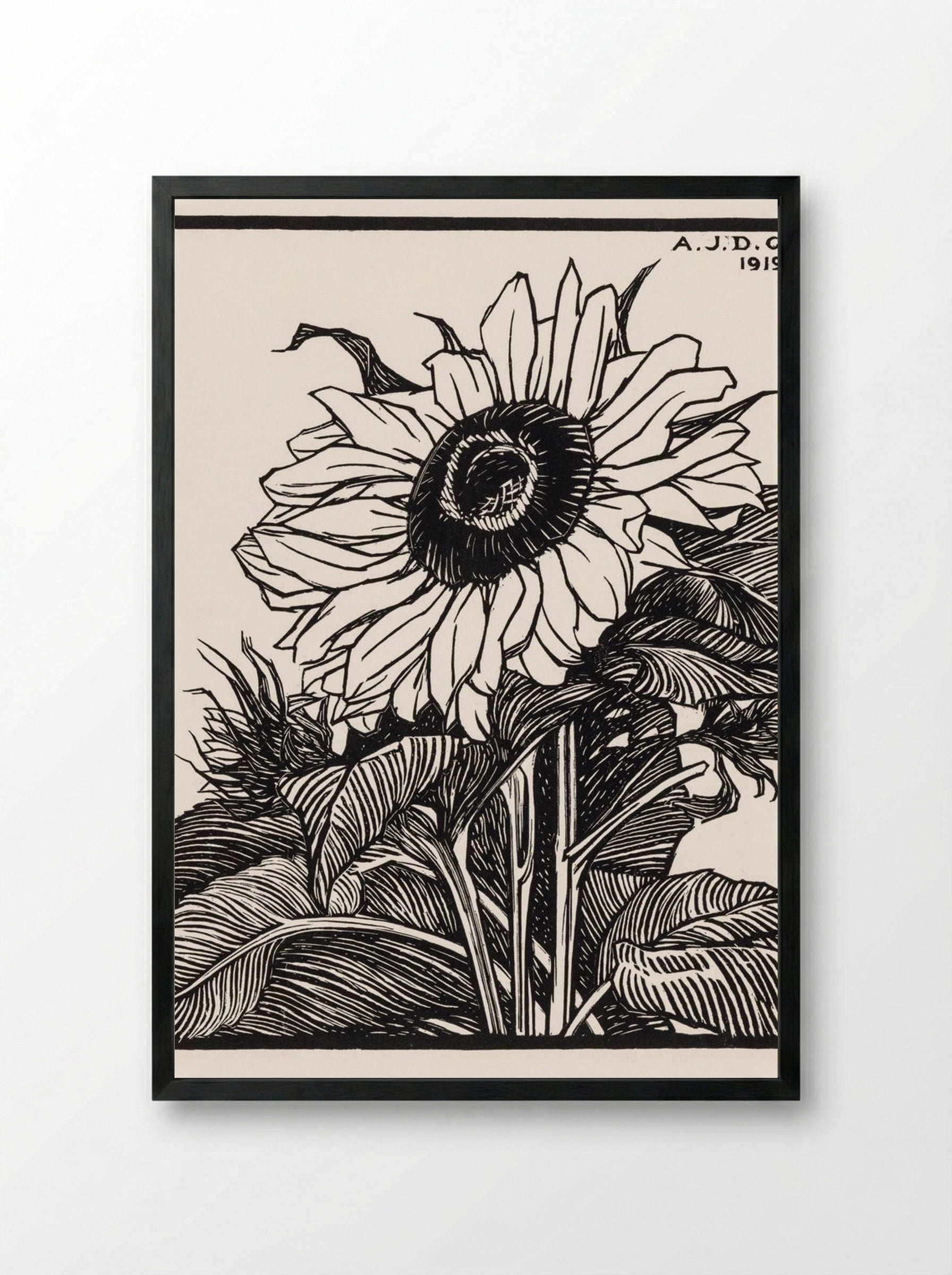 Sunflower - Julie de Graag - Framed Print Black