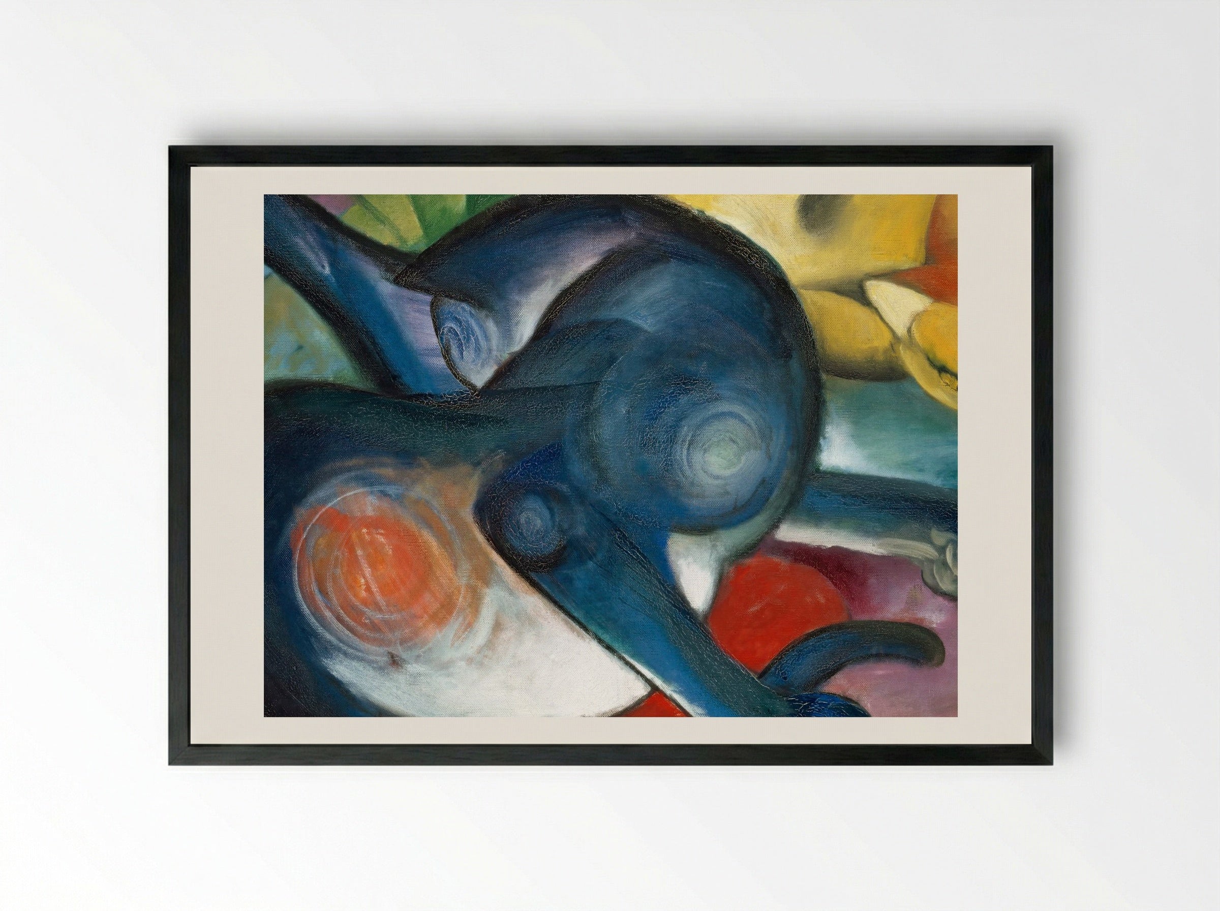 Two Cats, Blue and Yellow - Franz Marc - Framed Print Black